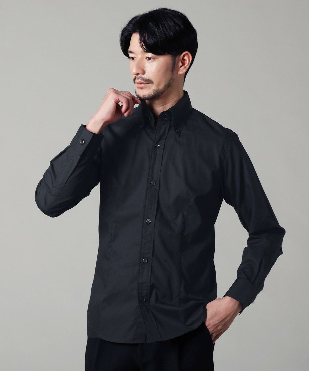日本製シルケットブロードデュエボットーニ襟ボタンダウン長袖シャツ