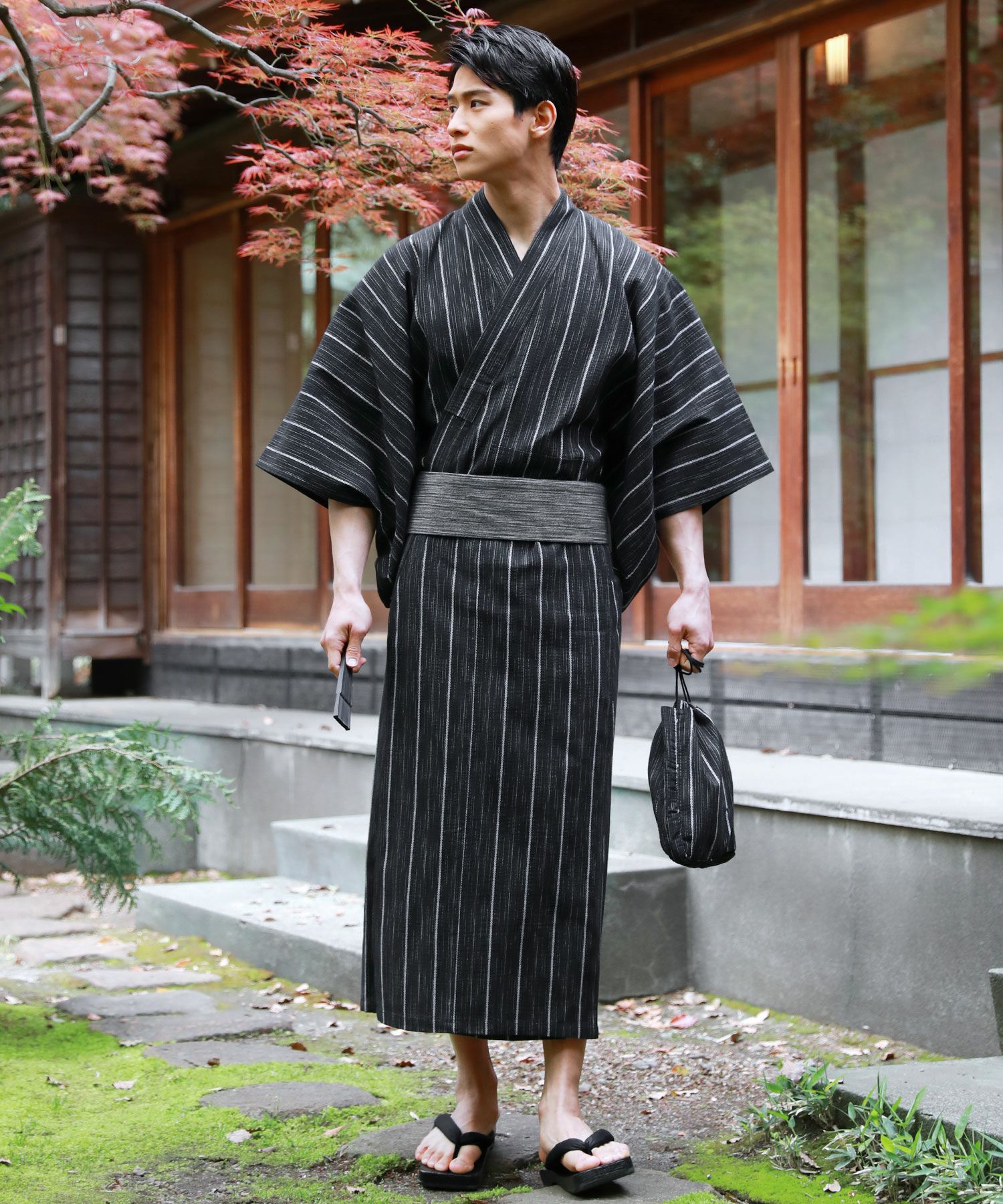 粋浴衣5点セット【浴衣/ワンタッチ帯/下駄/扇子/巾着】 | 【公式】SPU