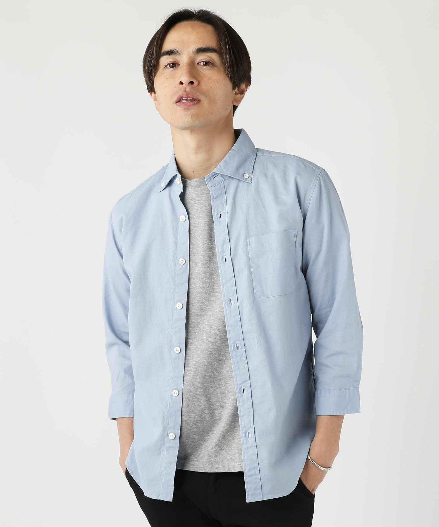 日本製ワイドスプレットボタンダウン七分袖シャツ | 【公式】SPU スプ