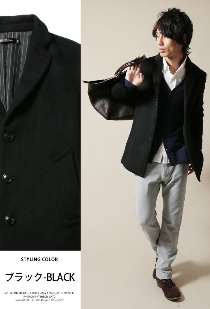 チェスターコート ダブルフェイスウールビーバー3ボタン メンズ