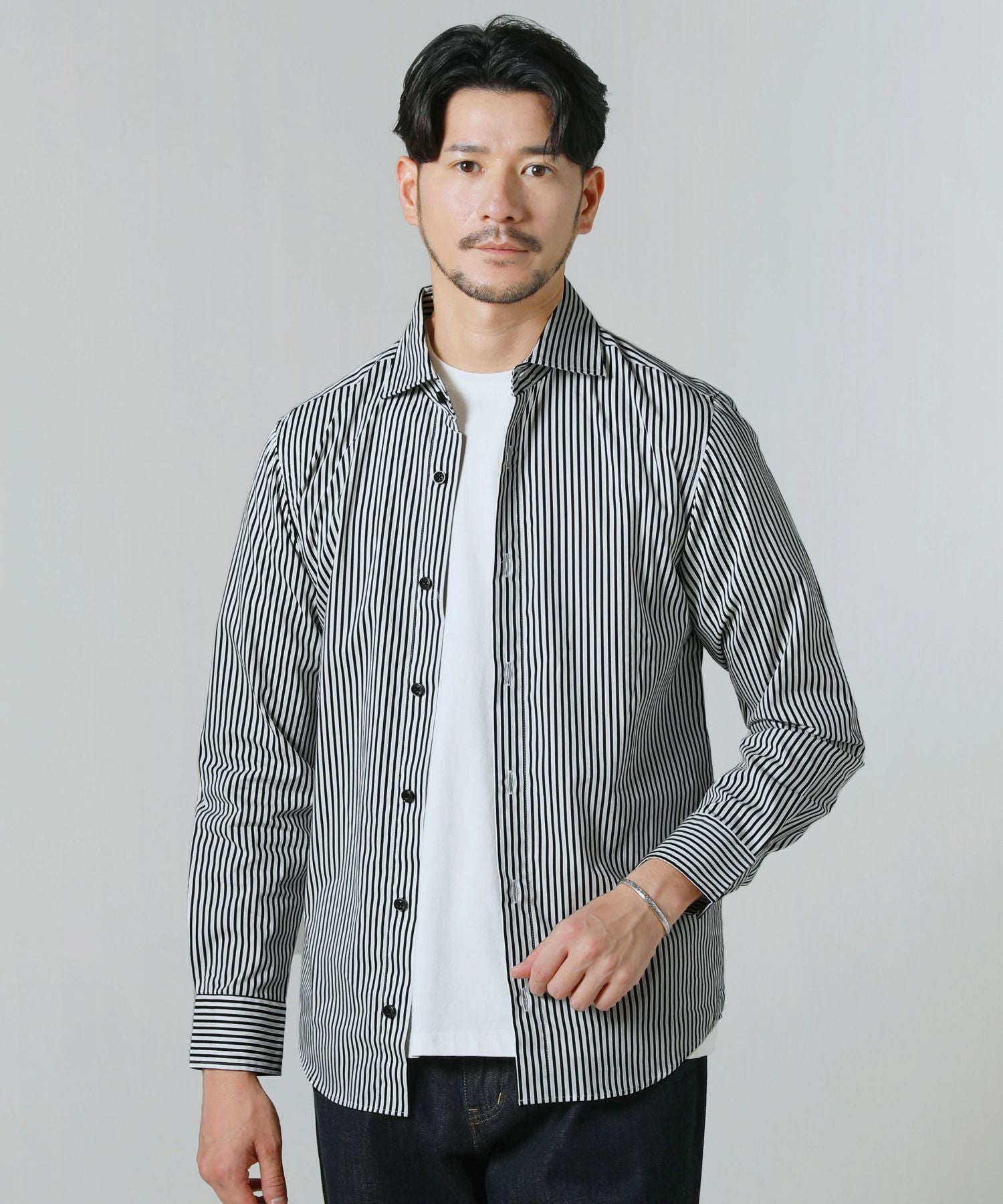 日本製ブロードホリゾンタルカラーデザイン長袖シャツ | 【公式】SPU