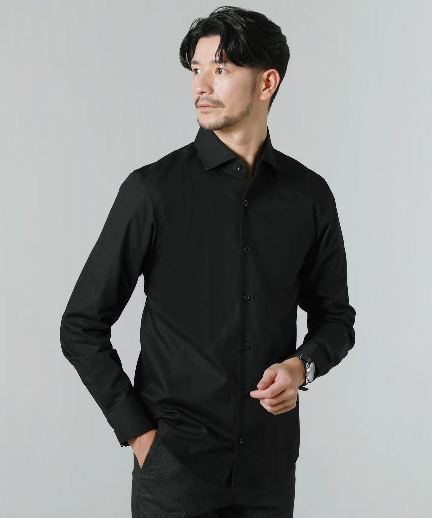 日本製ブロードホリゾンタルカラーデザイン長袖シャツ | 【公式】SPU