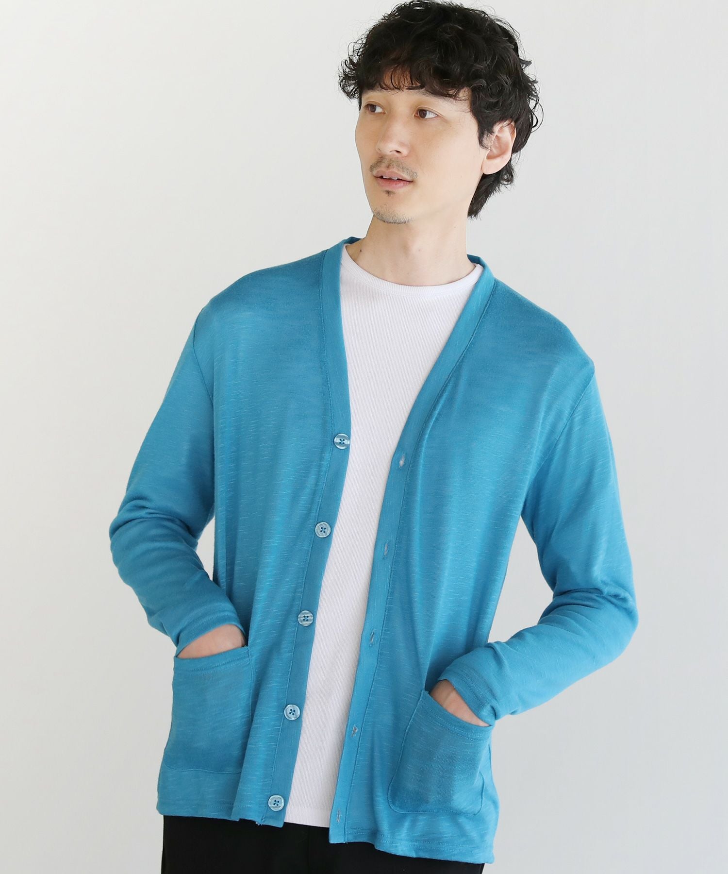 メール便対応】TRスラブ入りエアリーニットサマーカーディガン