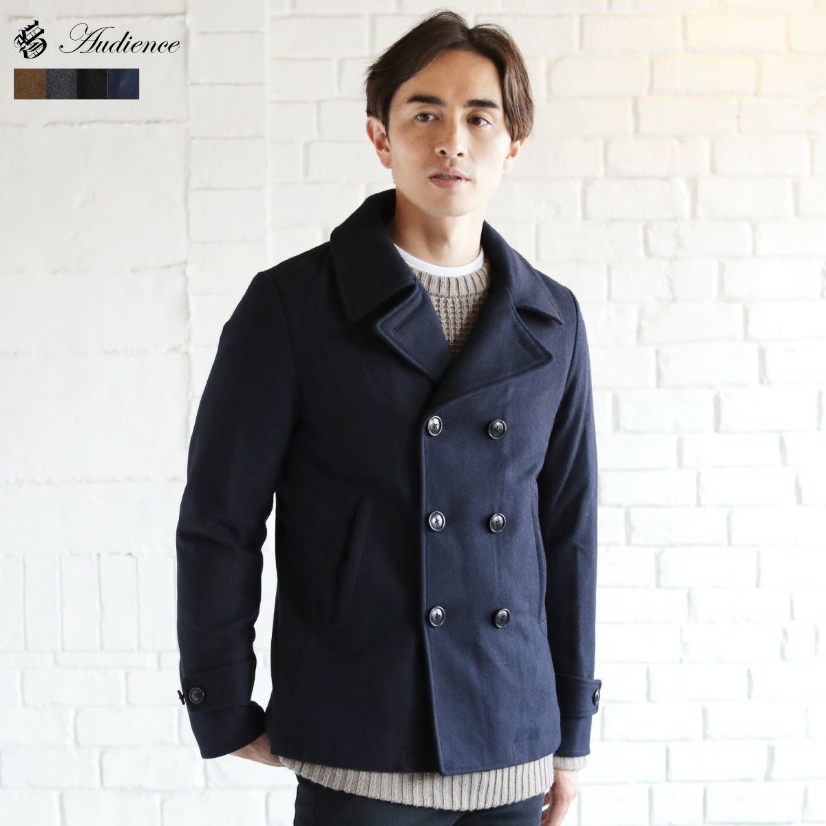 新品 BGボナジョルナータ メルトンウールPコートM茶★J23026 新品 BGボナジョルナータ メルトンウールPコートM茶★J23026