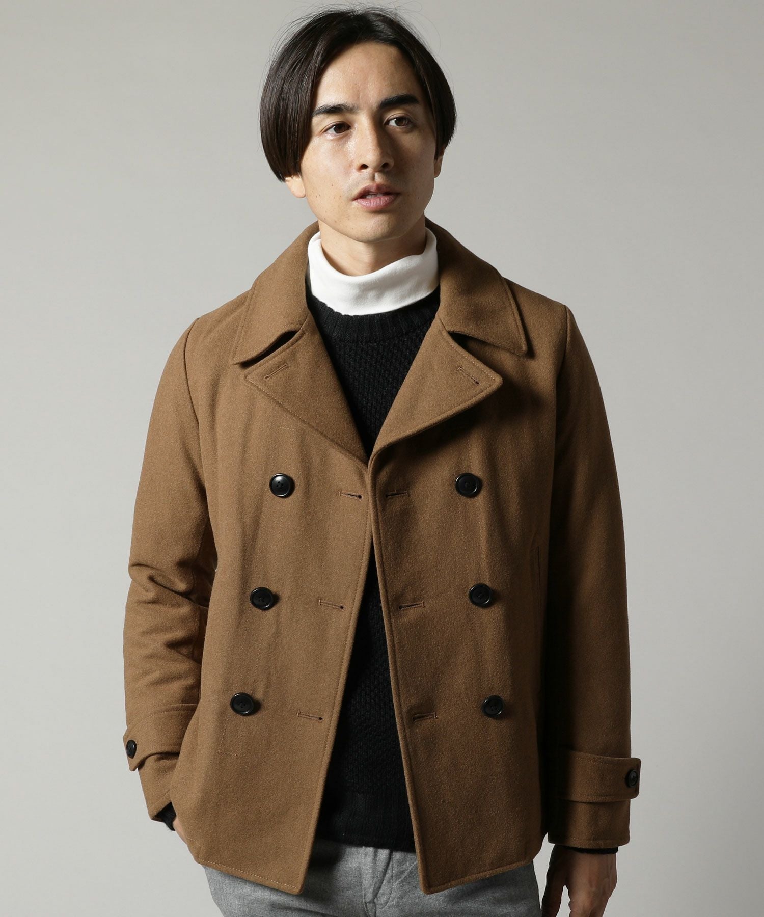 新品 BGボナジョルナータ メルトンウールPコートM茶★J23026 新品 BGボナジョルナータ メルトンウールPコートM茶★J23026