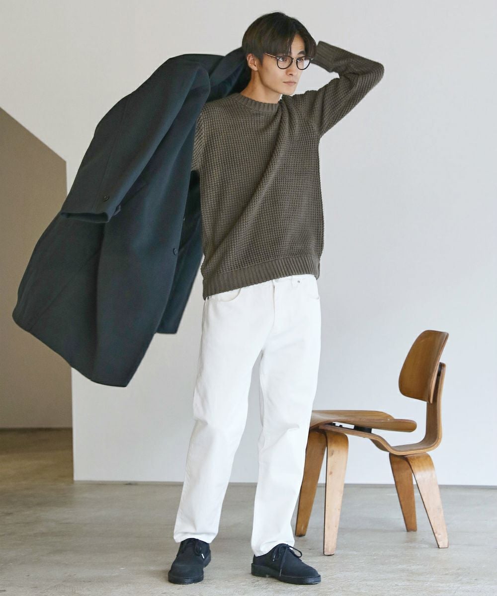 アンチピリングワッフル編みクルーネック長袖ニット | 【公式】SPU