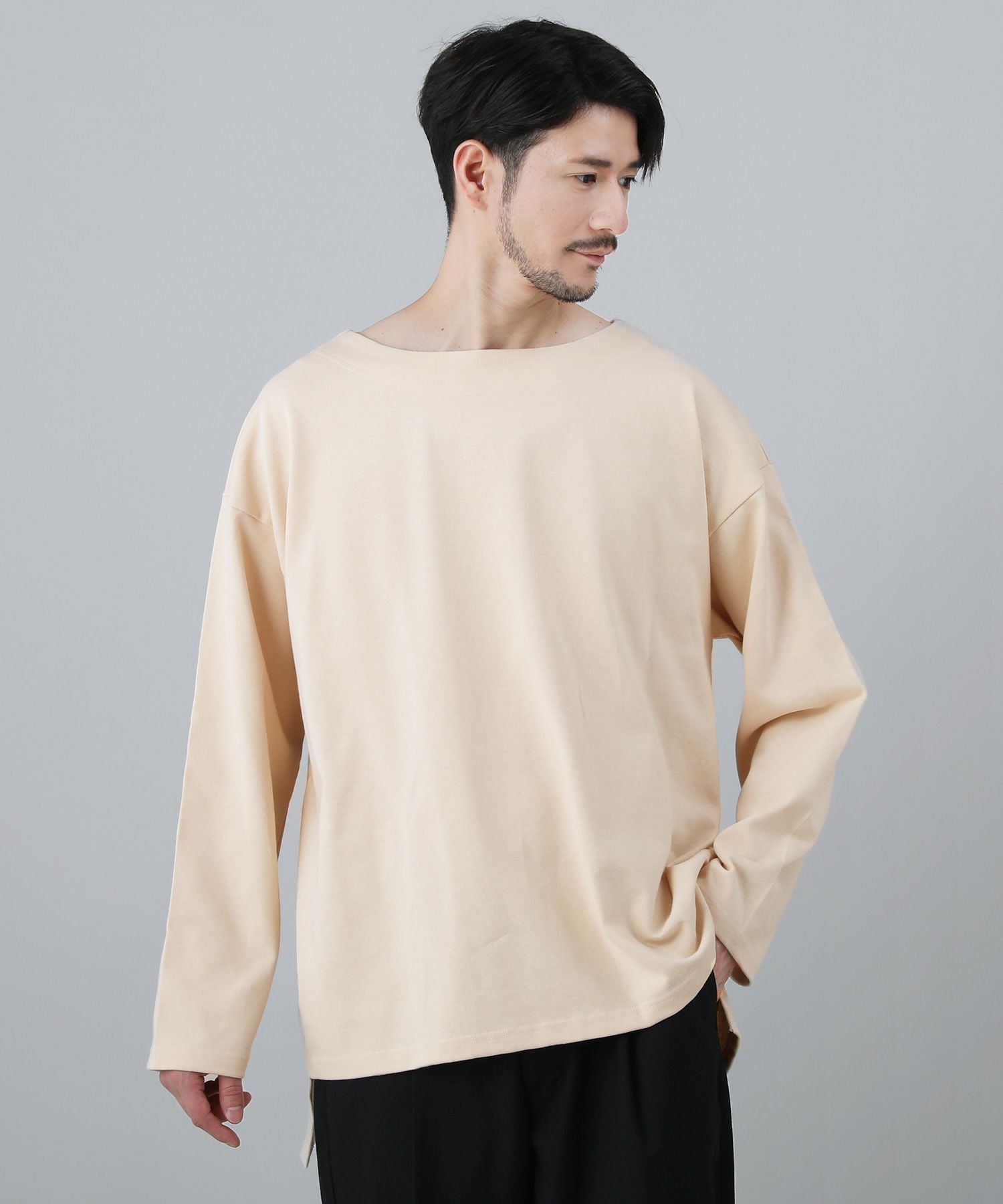 日本製10オンス(バスク天竺)フレンチボーダーボートネックBOX Tee