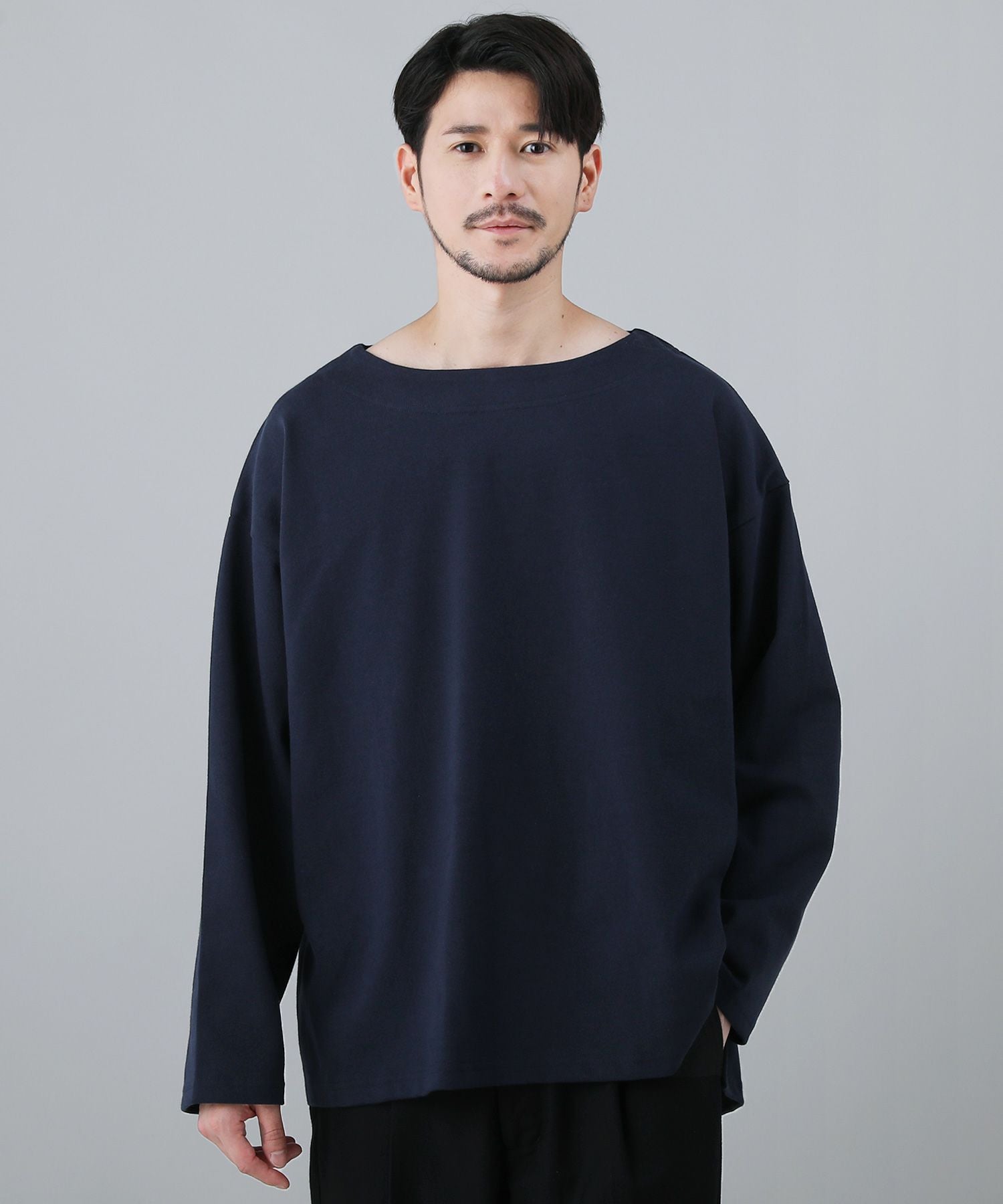 日本製10オンス(バスク天竺)フレンチボーダーボートネックBOX Tee