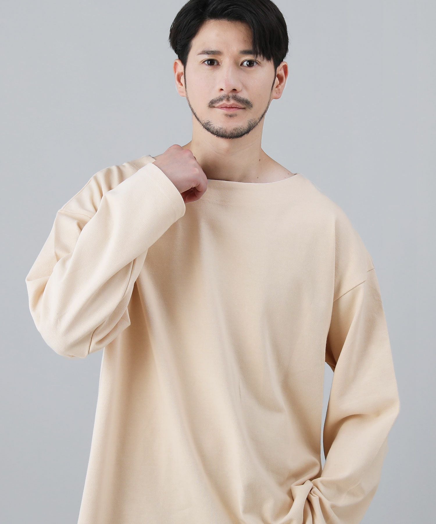 日本製10オンス(バスク天竺)フレンチボーダーボートネックBOX Tee