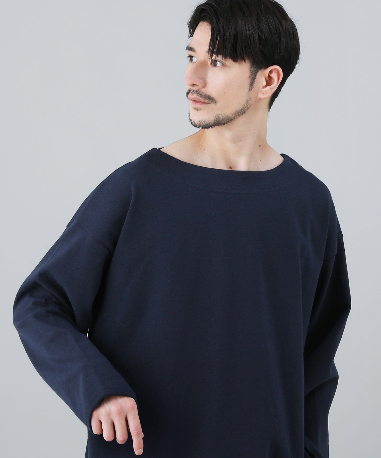 日本製10オンス(バスク天竺)フレンチボーダーボートネックBOX Tee