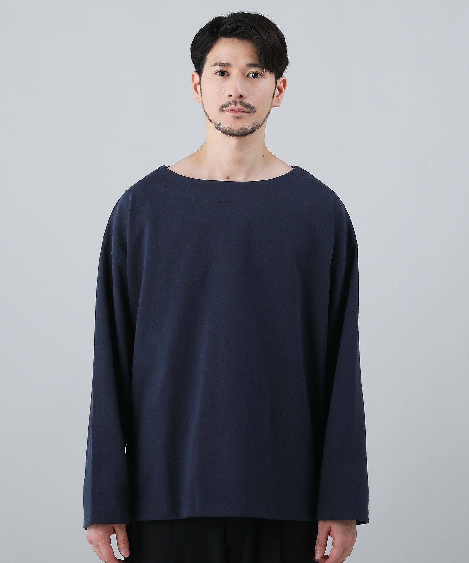 日本製10オンス(バスク天竺)フレンチボーダーボートネックBOX Tee