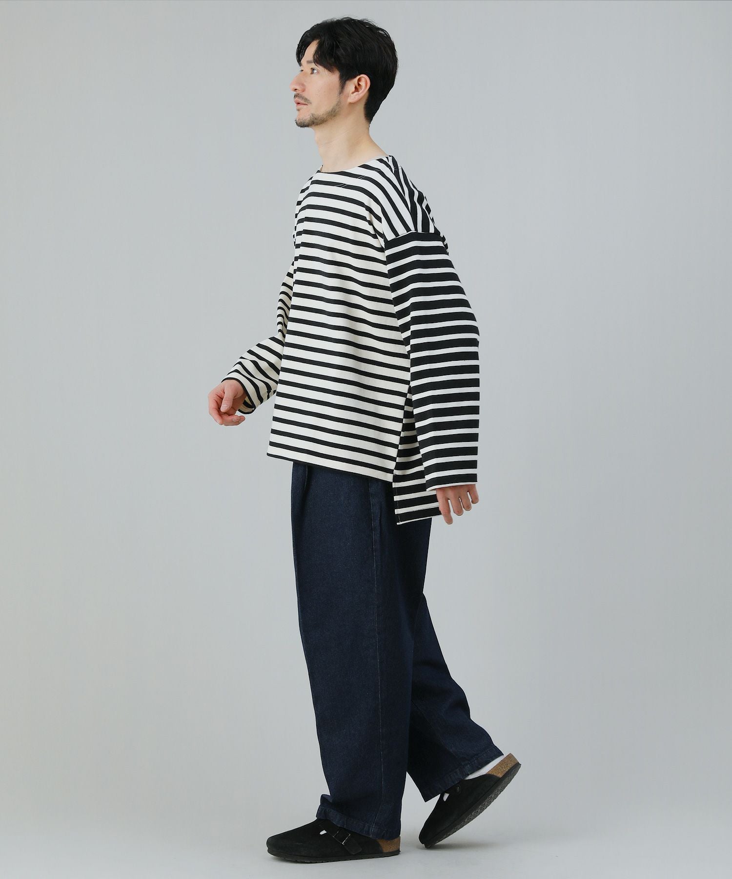 日本製10オンス(バスク天竺)フレンチボーダーボートネックBOX Tee