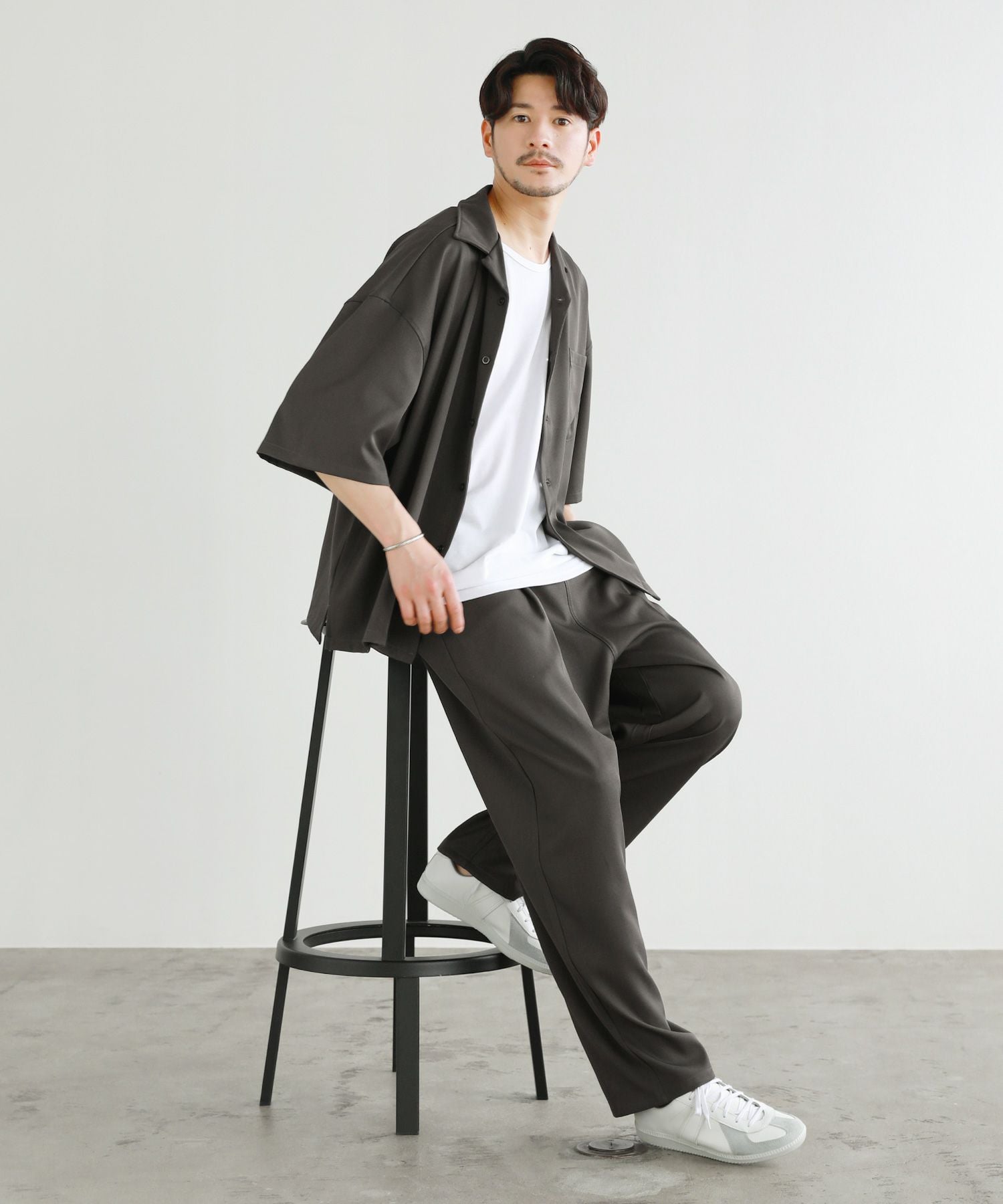 3点セットアイテム】オープンカラー半袖シャツ/タンクトップ/ワイド