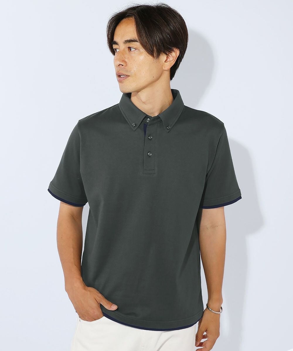 24ss STONE  スリムフィット ポロシャツ ダークグレー 0_358_L ヴィンテージストレッチ ポロシャツ (マグネットグレー) – K