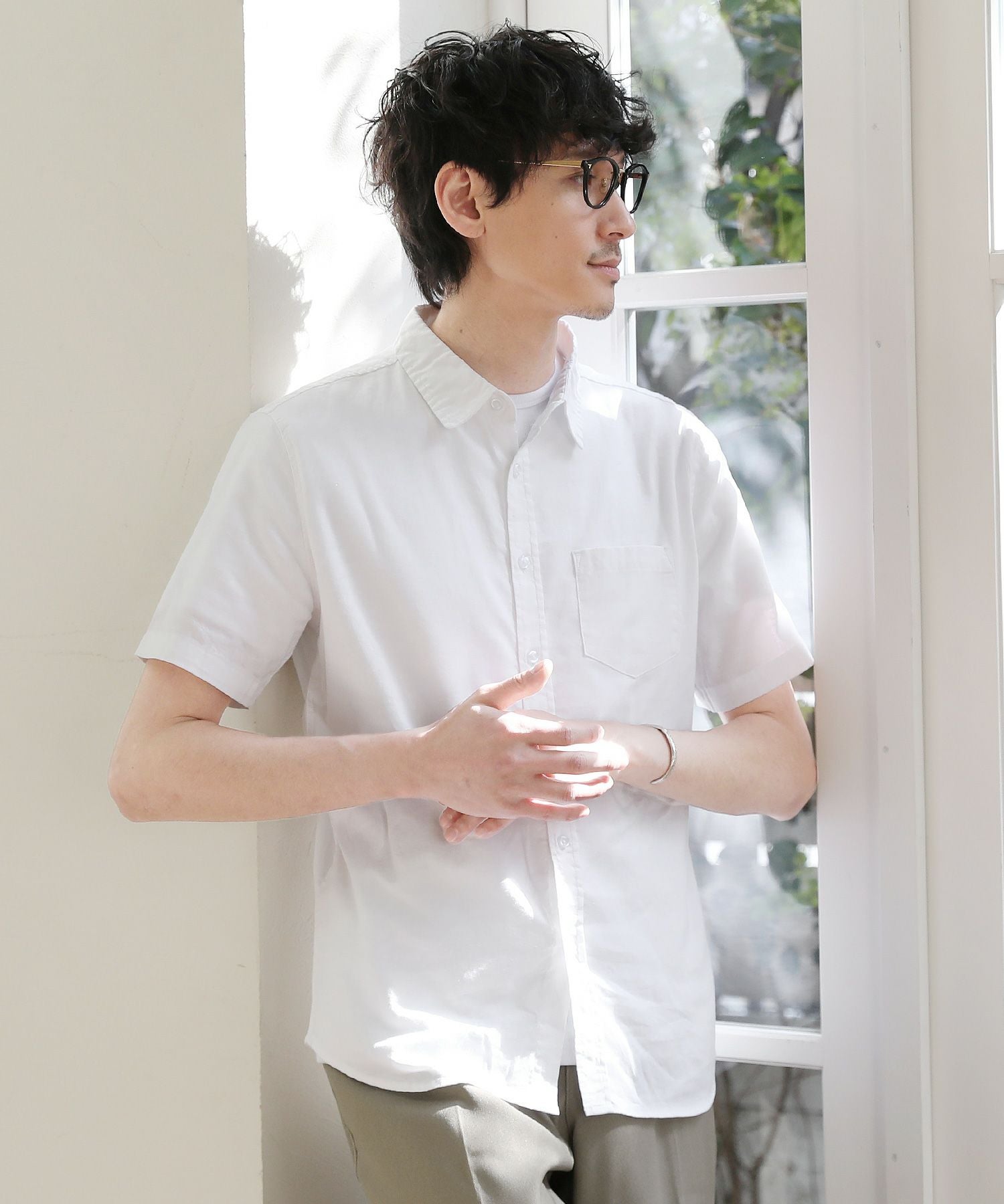 先染め綿麻ストレッチレギュラーカラー半袖シャツ | 【公式】SPU スプ