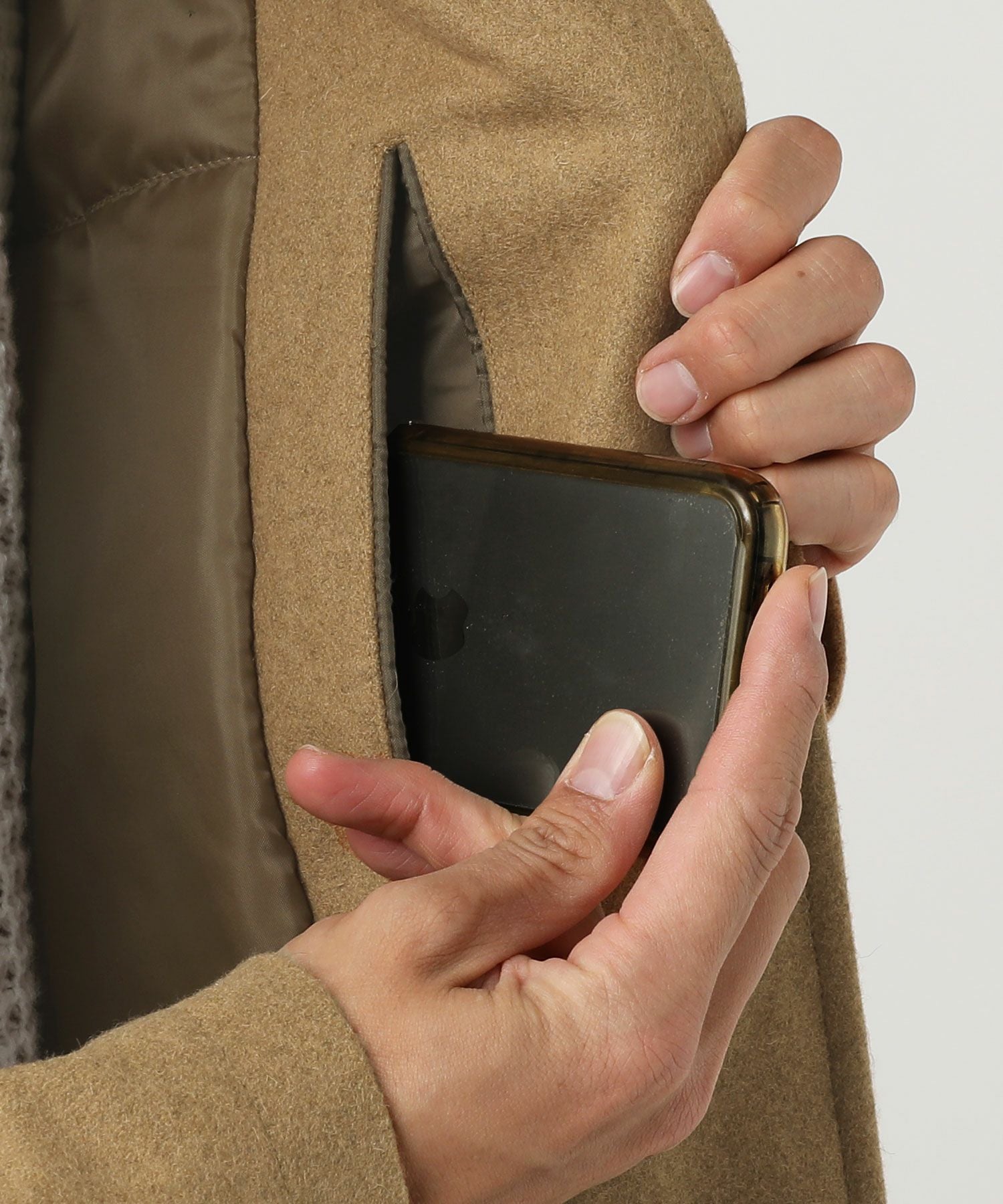 610gウールメルトンサーモライト中綿オーバーサイズステンカラーコート