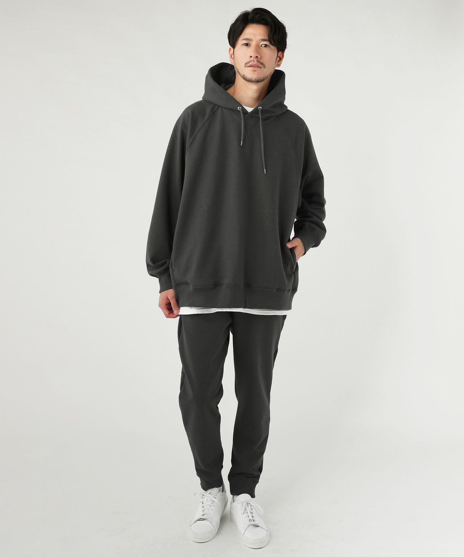 日本製16オンスハードコンパクトヘビー裏毛ラグランガゼットプル