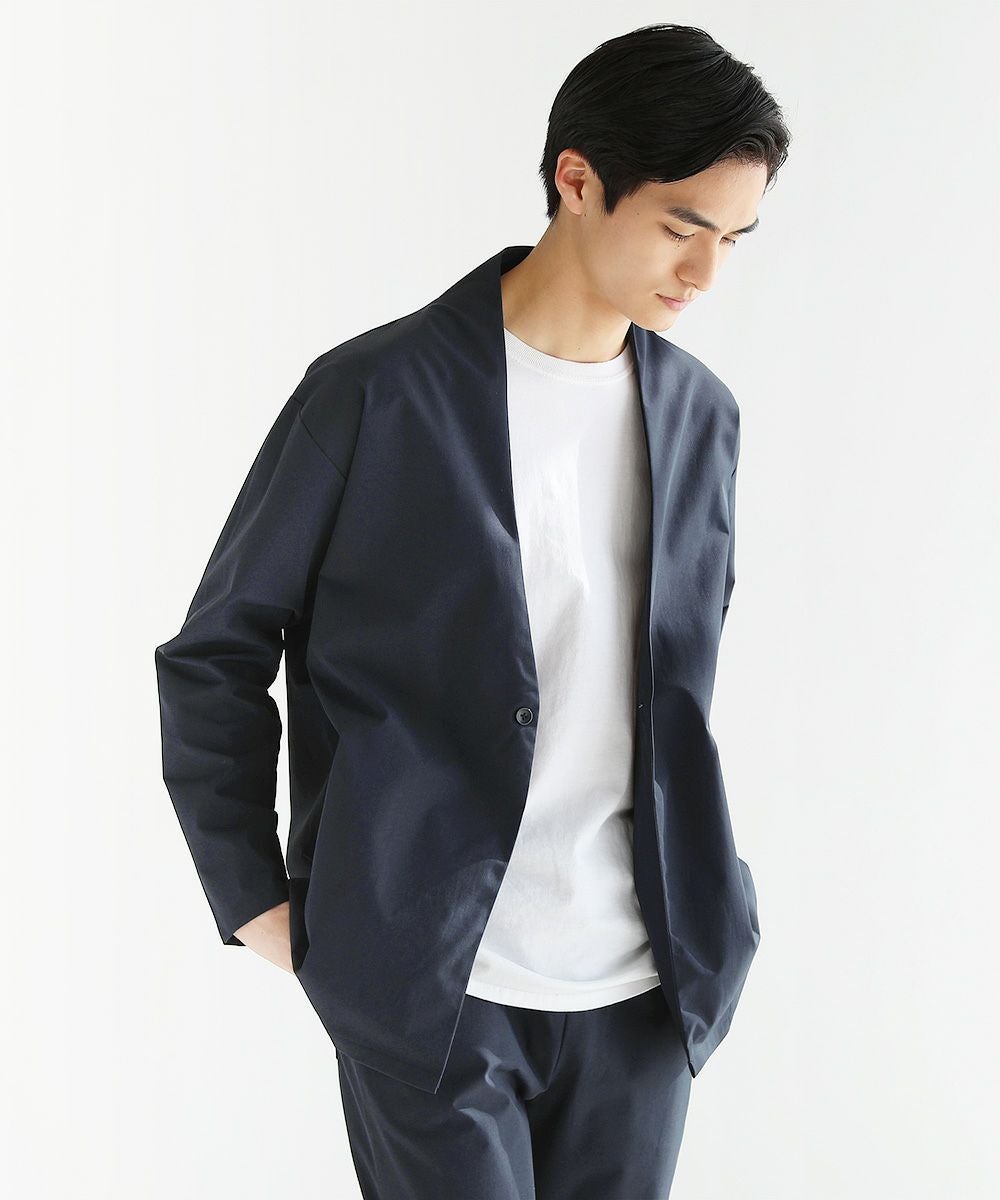 抗菌防臭付きノーカラーカーデジャケット＆テーパードパンツ