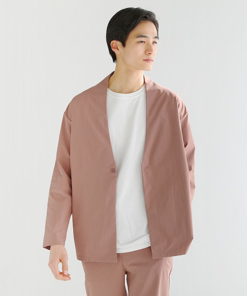 抗菌防臭付きノーカラーカーデジャケット＆テーパードパンツ