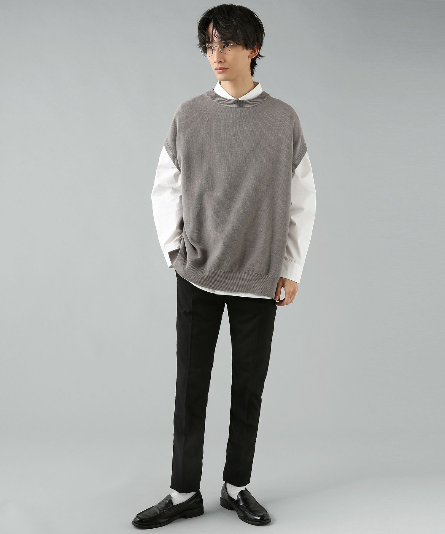 INSCRIRE オーバーサイズニットベスト INSCRIRE/アンスクリア】Cotton Linen Gilet/コットンリネンジレ
