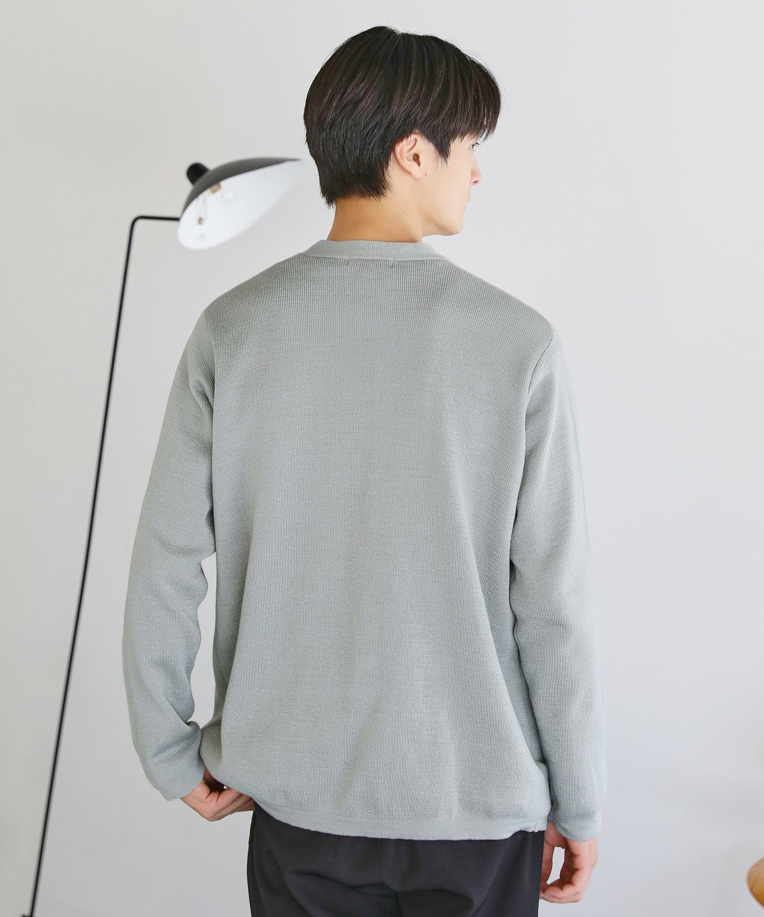 抗菌防臭ミラノリブ編みウォッシャブルボタンレス長袖カーディガン