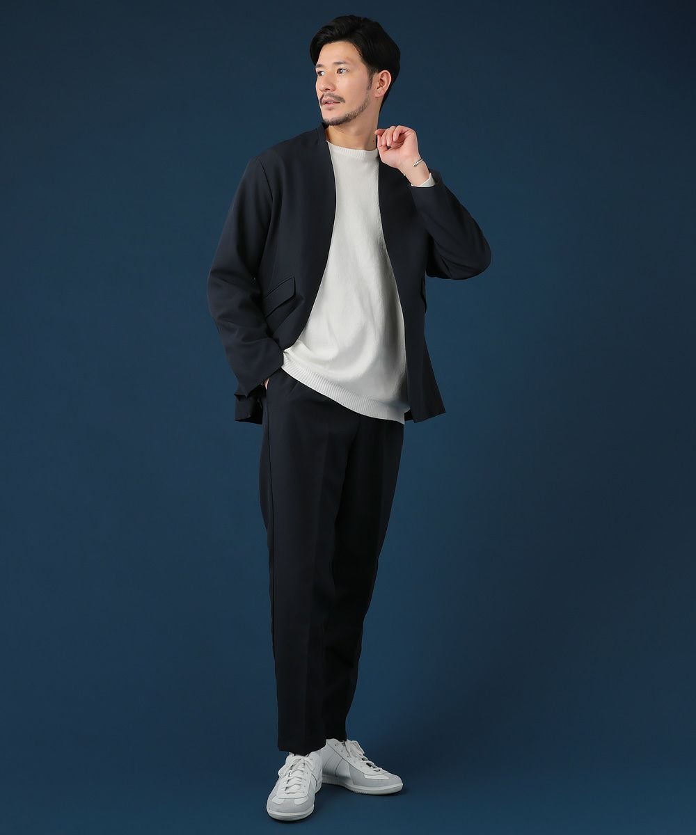 上下2点セット】ポリトロノーカラージャケット＆テーパードパンツ