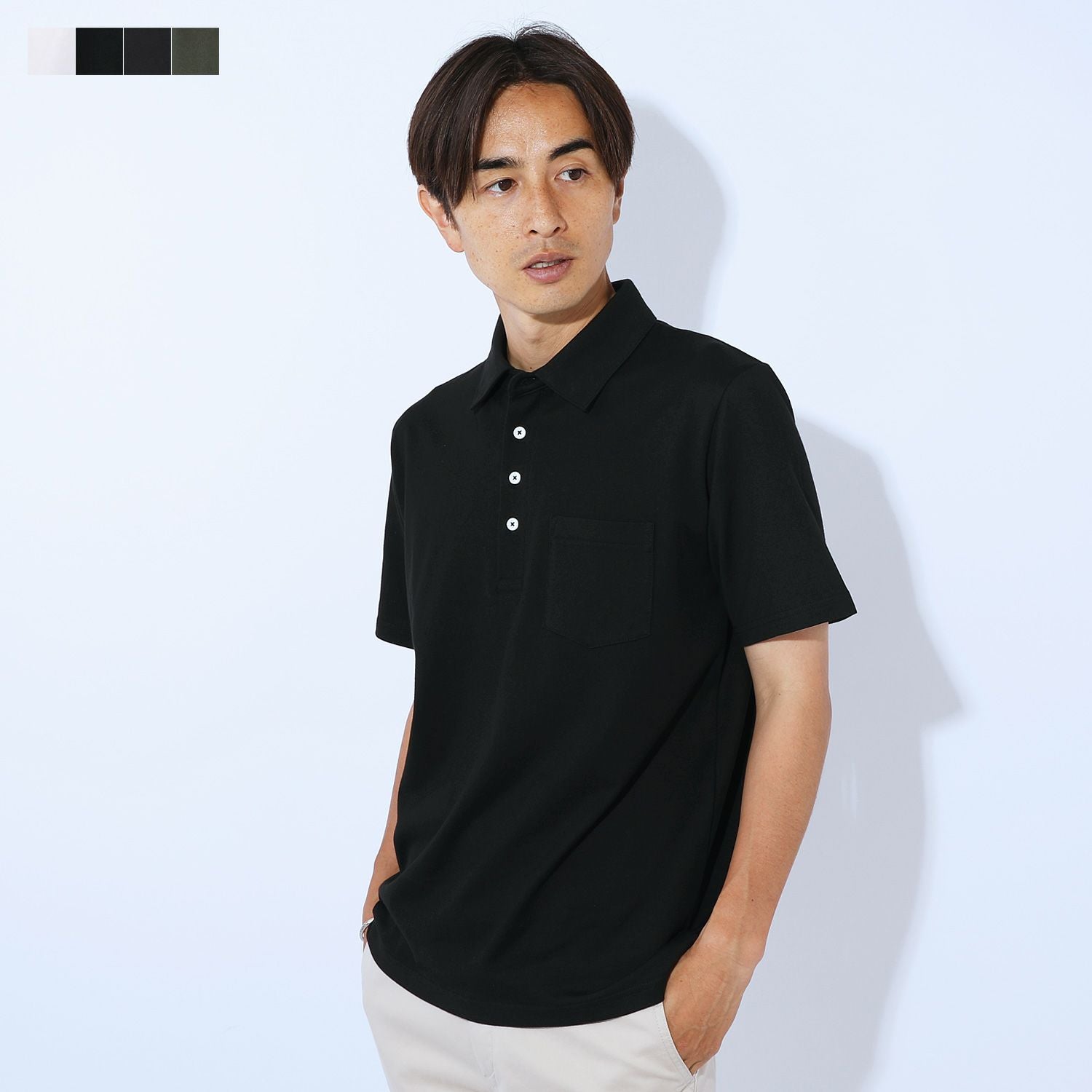 SPU別注 日本製スーパー度詰め天竺スリムフィット半袖台襟ポロシャツ