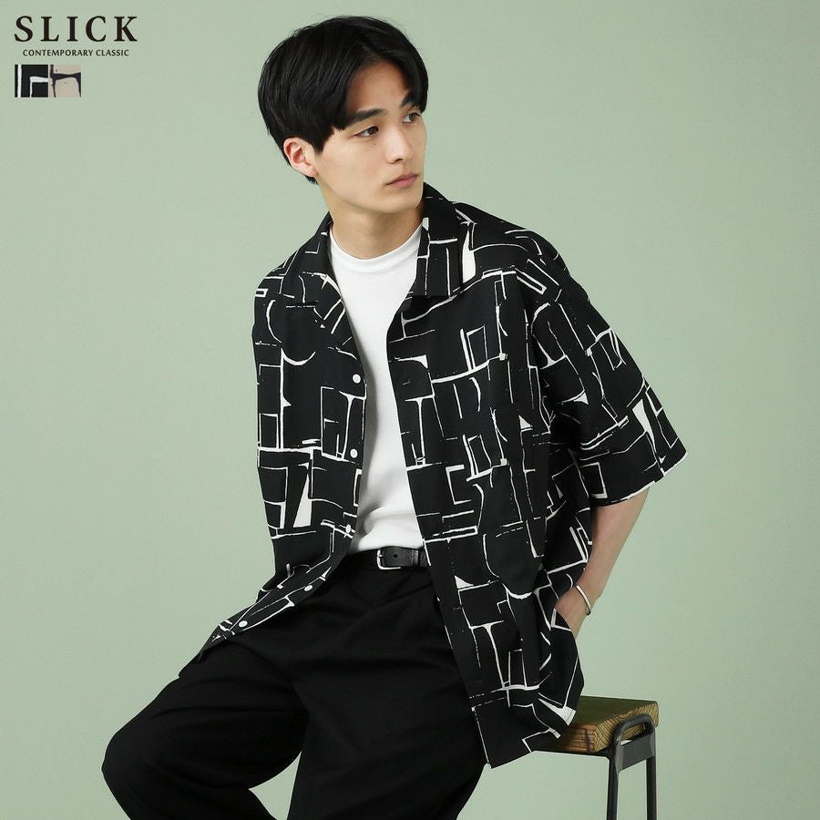 アブストラクト柄オープンカラーシャツ | 【公式】SPU スプ公式通販