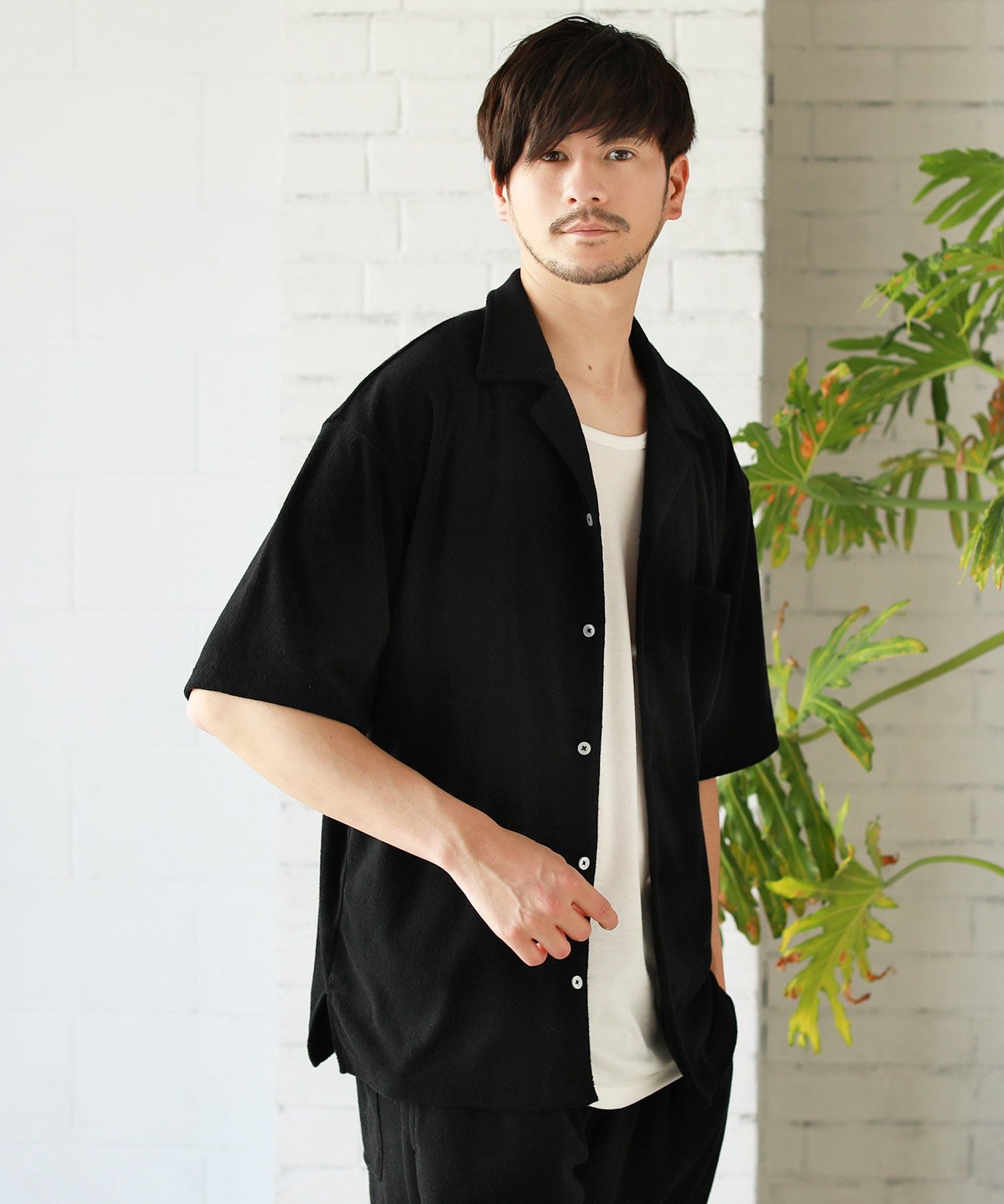 ポリコットンパイルリラクシング半袖オープンカラーシャツ | 【公式