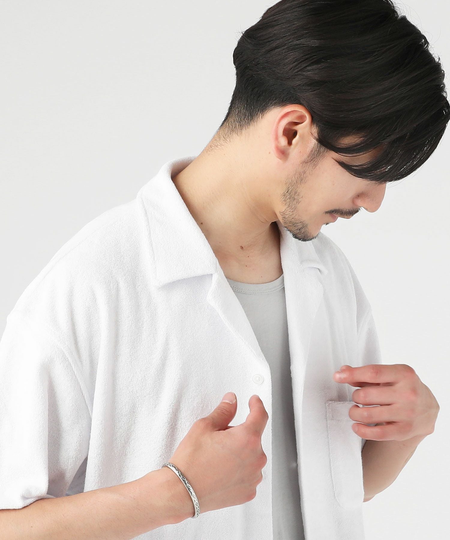 ポリコットンパイルリラクシング半袖オープンカラーシャツ | 【公式