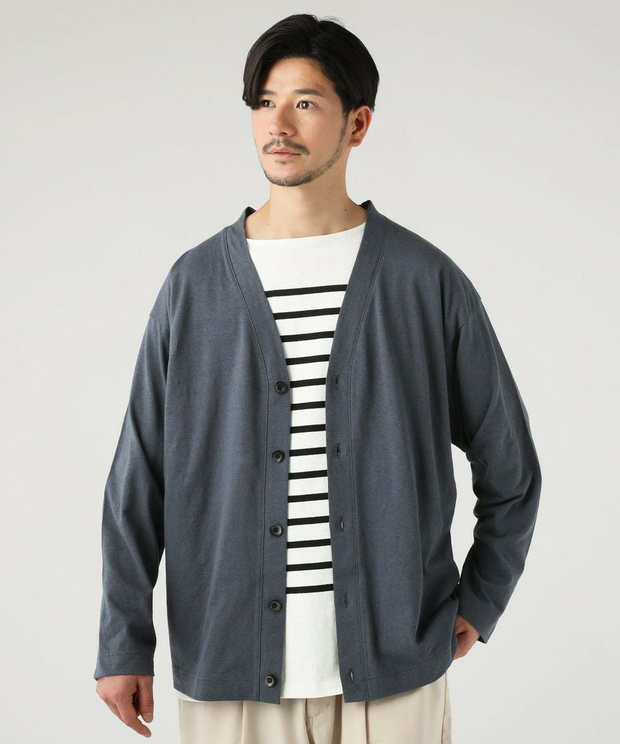 日本製PREMIERE LINEN(プレミアリネン)コットン天竺 Vネック