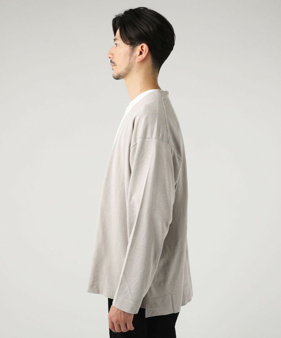 日本製PREMIERE LINEN(プレミアリネン)コットン天竺 Vネック