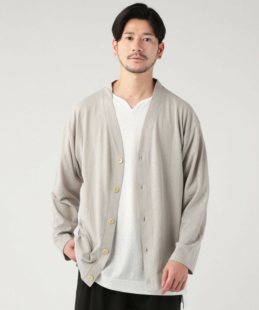 日本製PREMIERE LINEN(プレミアリネン)コットン天竺 Vネック