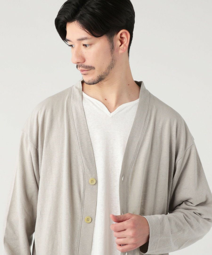 日本製PREMIERE LINEN(プレミアリネン)コットン天竺 Vネック