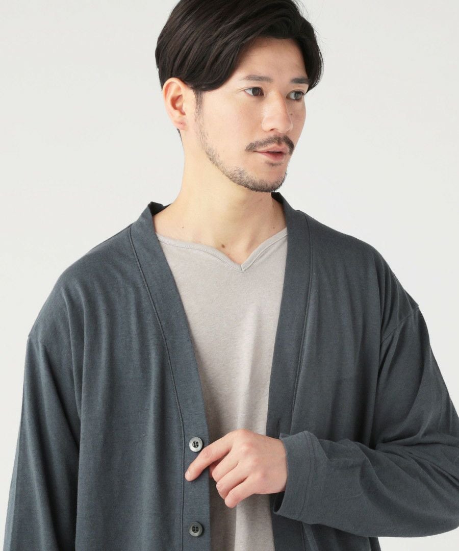 日本製PREMIERE LINEN(プレミアリネン)コットン天竺 Vネック