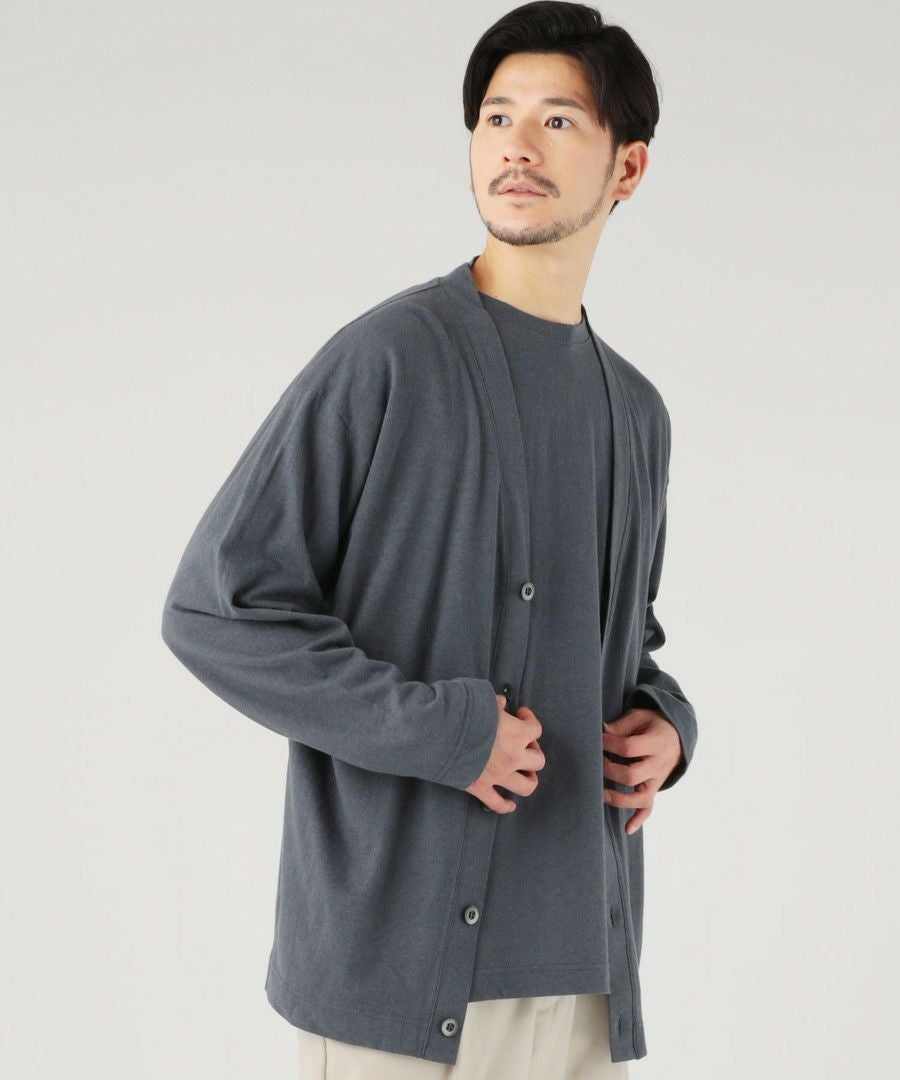 日本製PREMIERE LINEN(プレミアリネン)コットン天竺 Vネック
