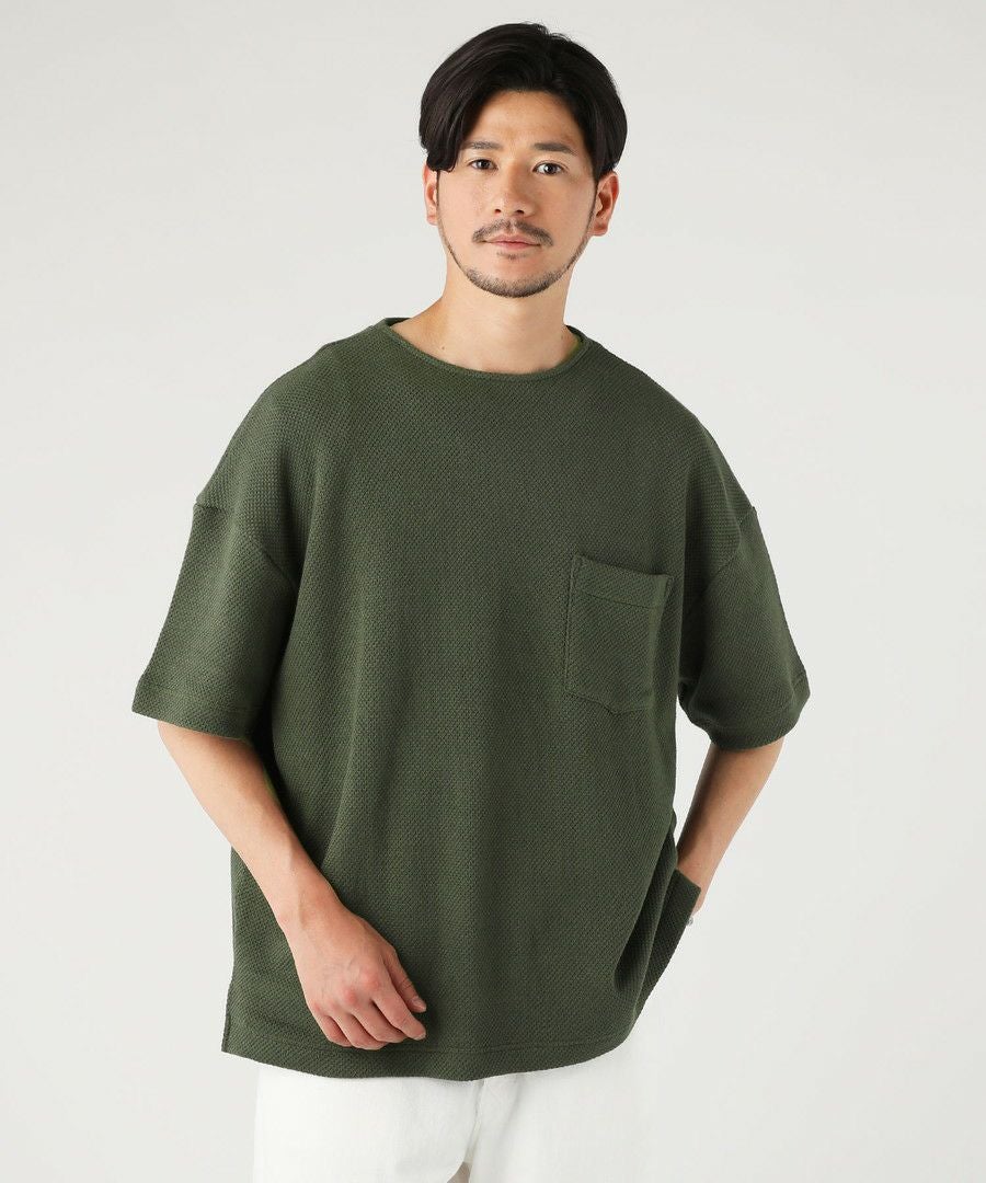 日本製ローゲージストレッチ カノコダブルフェイスサイドスリット 半袖