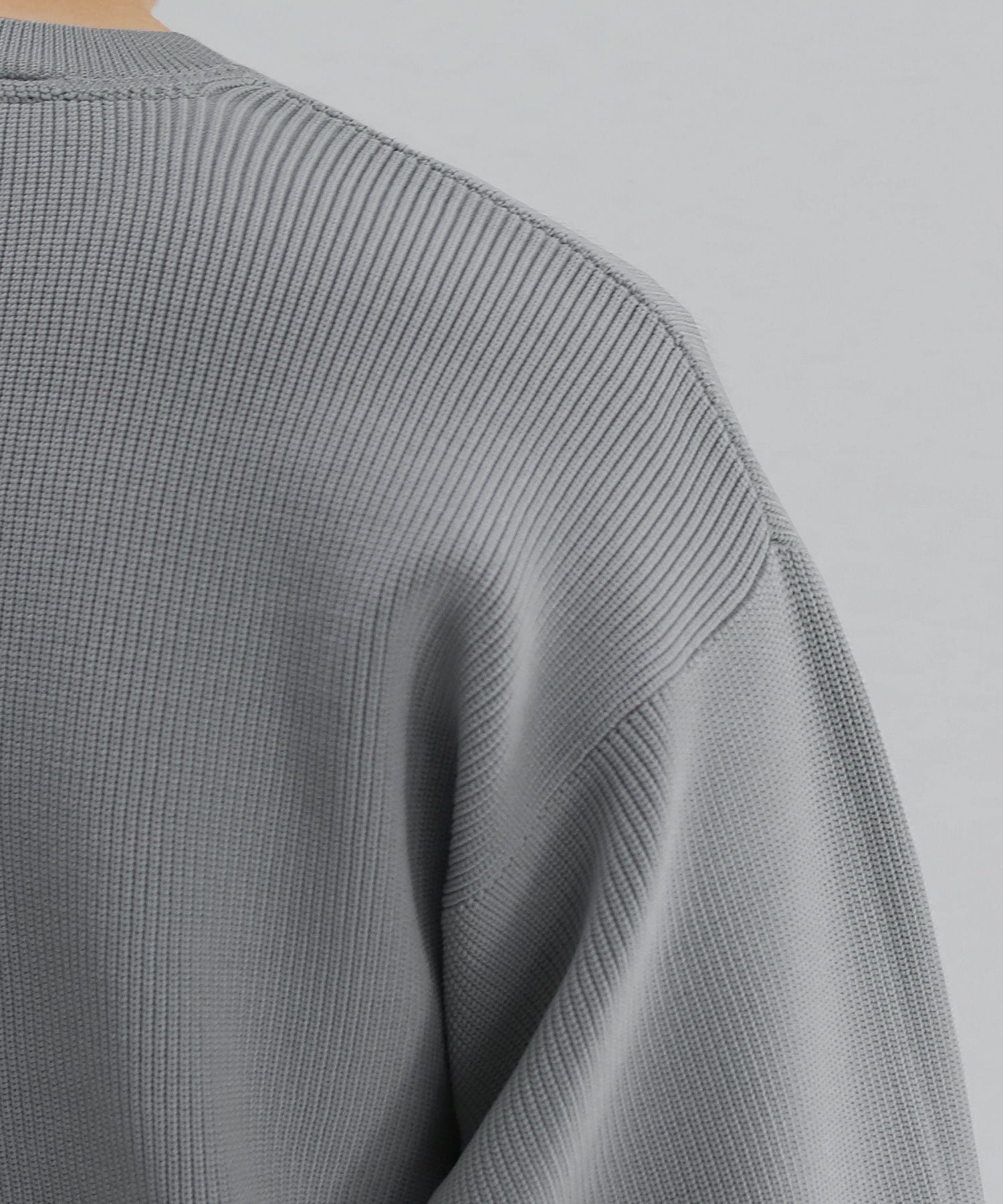 4WAYストレッチウォッシャブルリブ編み長袖クルーネックニット