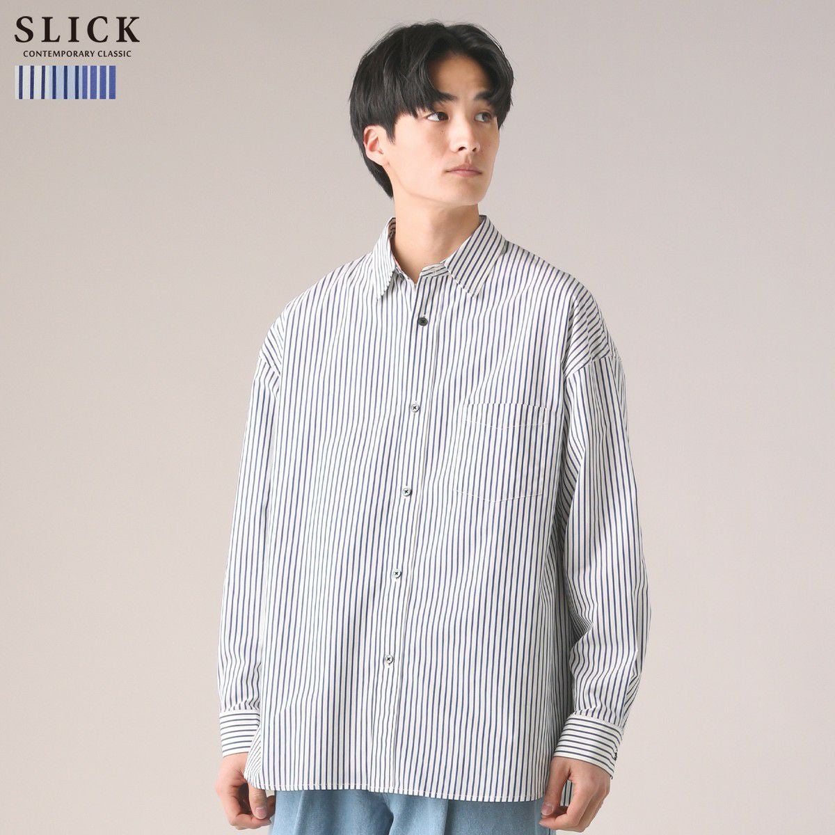 120/2ブロードストライプオーバーサイズ長袖シャツ | 【公式】SPU スプ