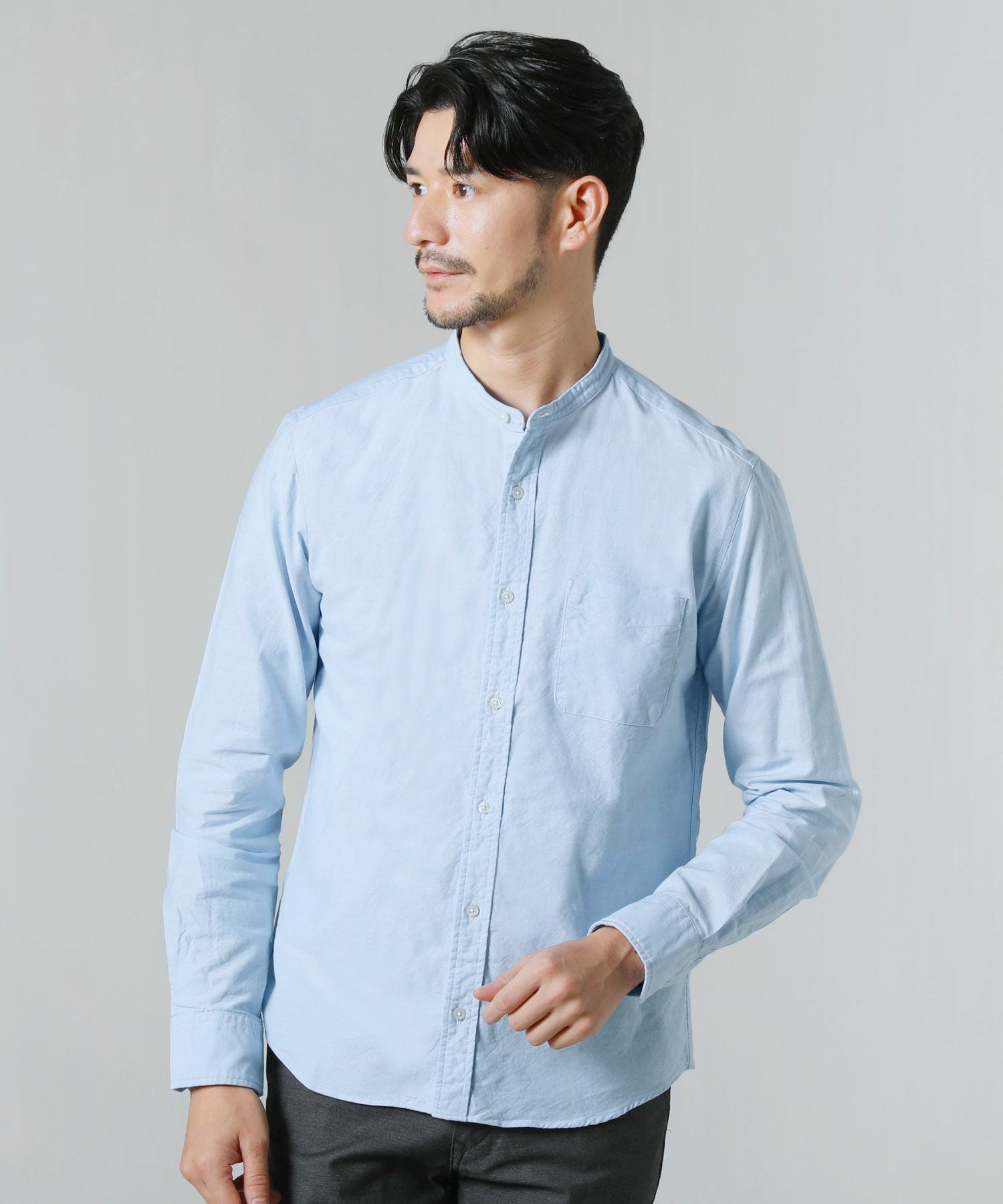 日本製オックスバンドカラー長袖シャツ | 【公式】SPU スプ公式通販