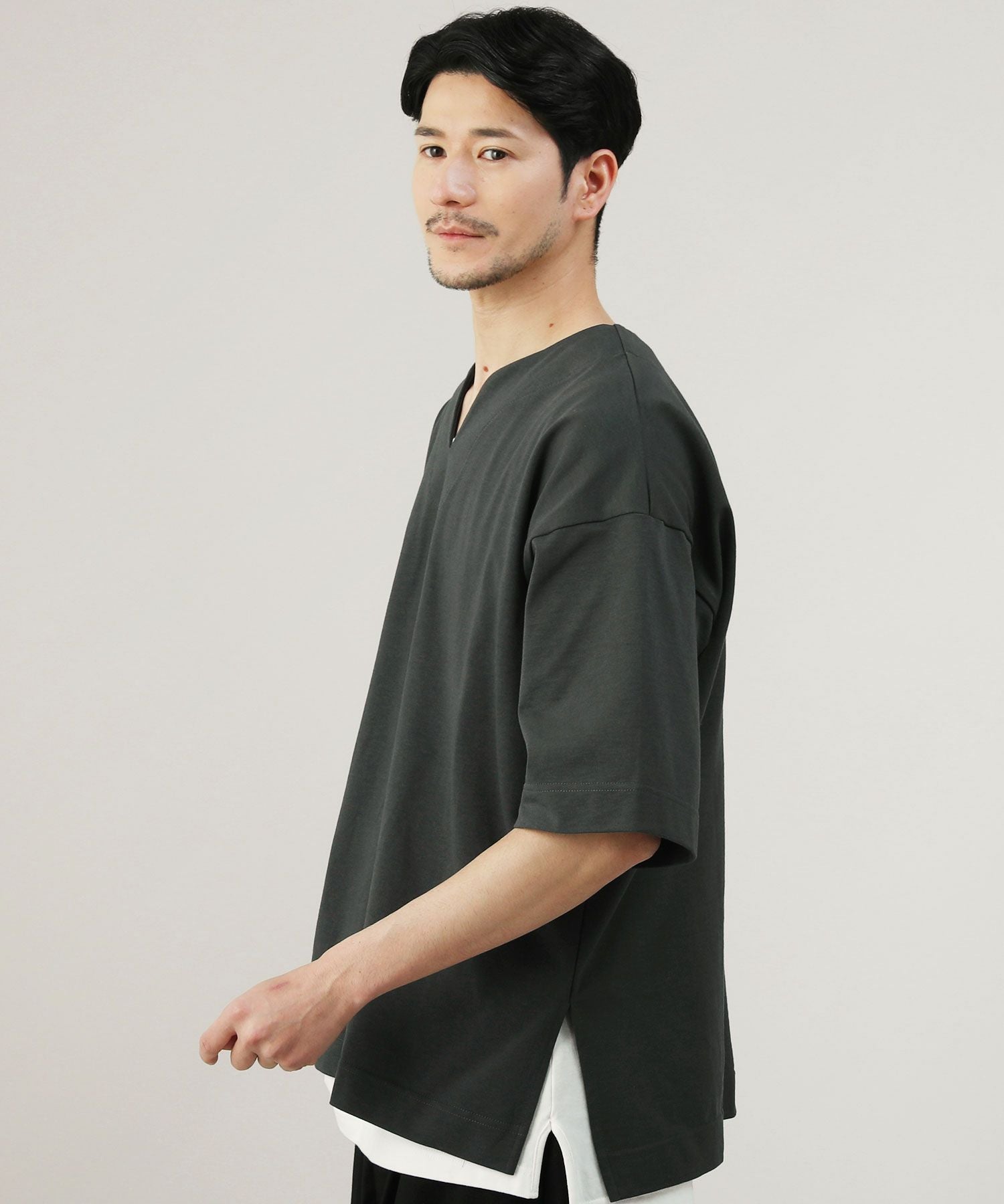 日本製VORTEX 8オンス(MVS天竺) キーネック ハーフスリーブTシャツ