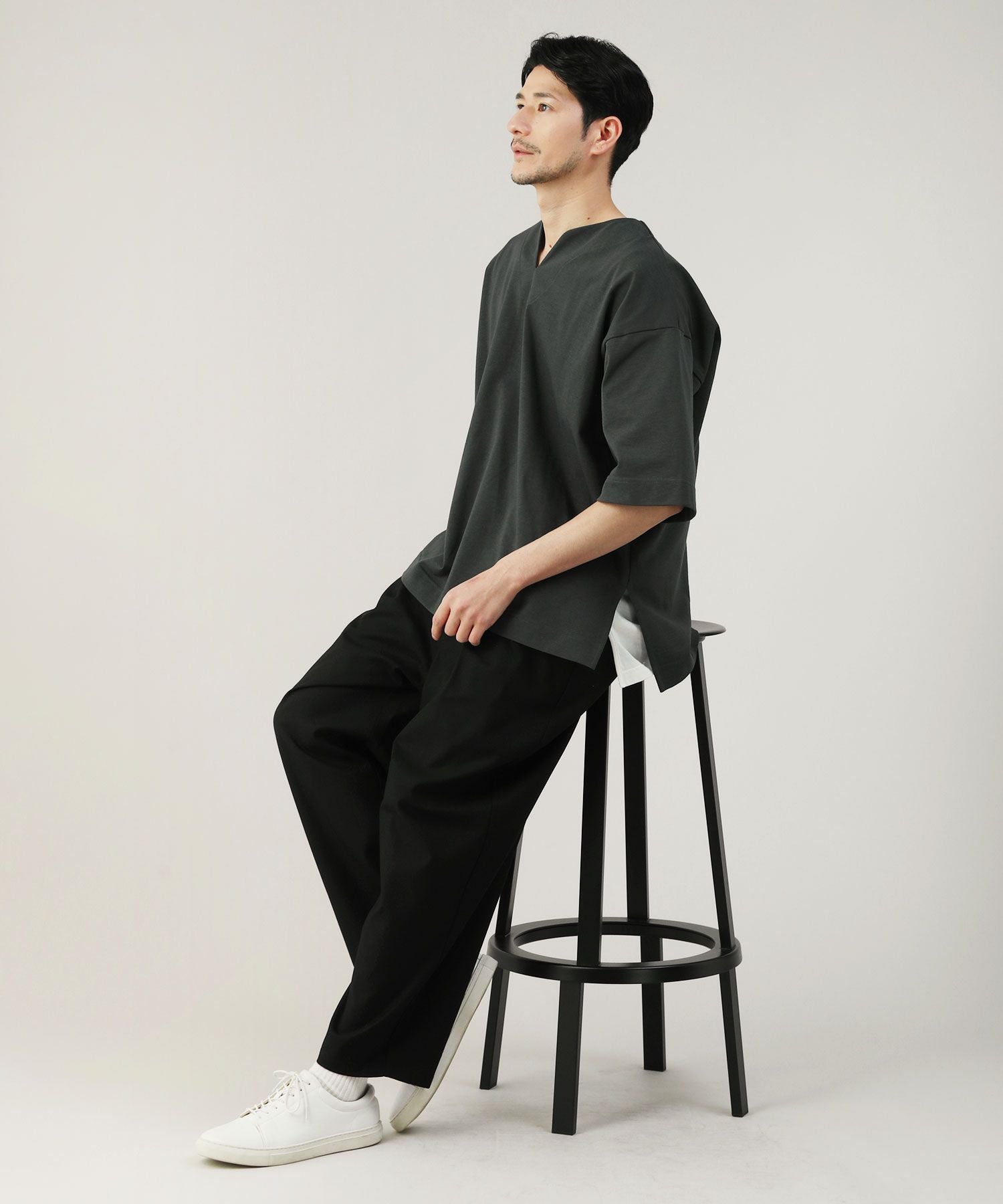 日本製VORTEX 8オンス(MVS天竺) キーネック ハーフスリーブTシャツ