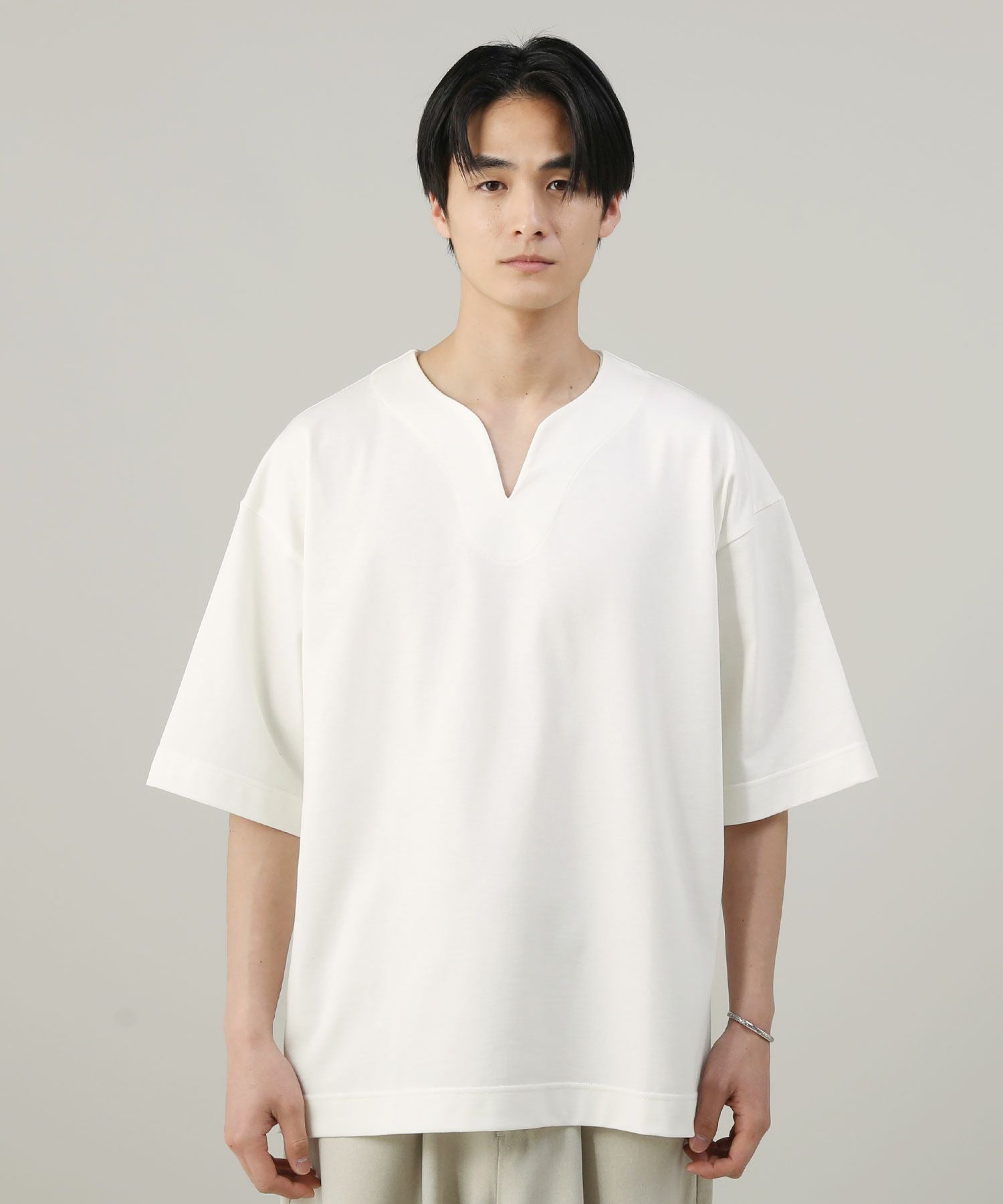 日本製VORTEX 8オンス(MVS天竺) キーネック ハーフスリーブTシャツ