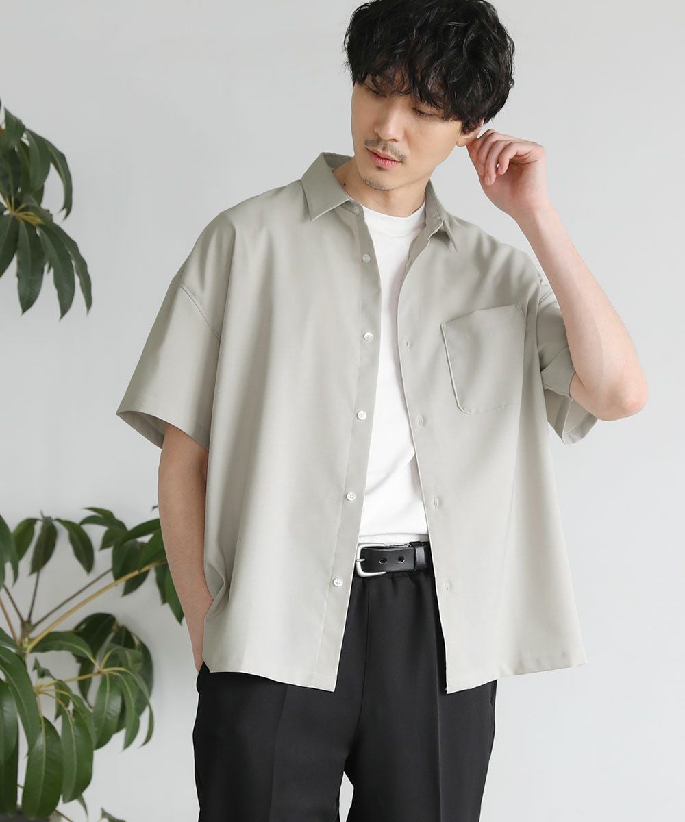 日本製Reflax(R)ウォッシャブルリネンライク接触冷感半袖シャツ