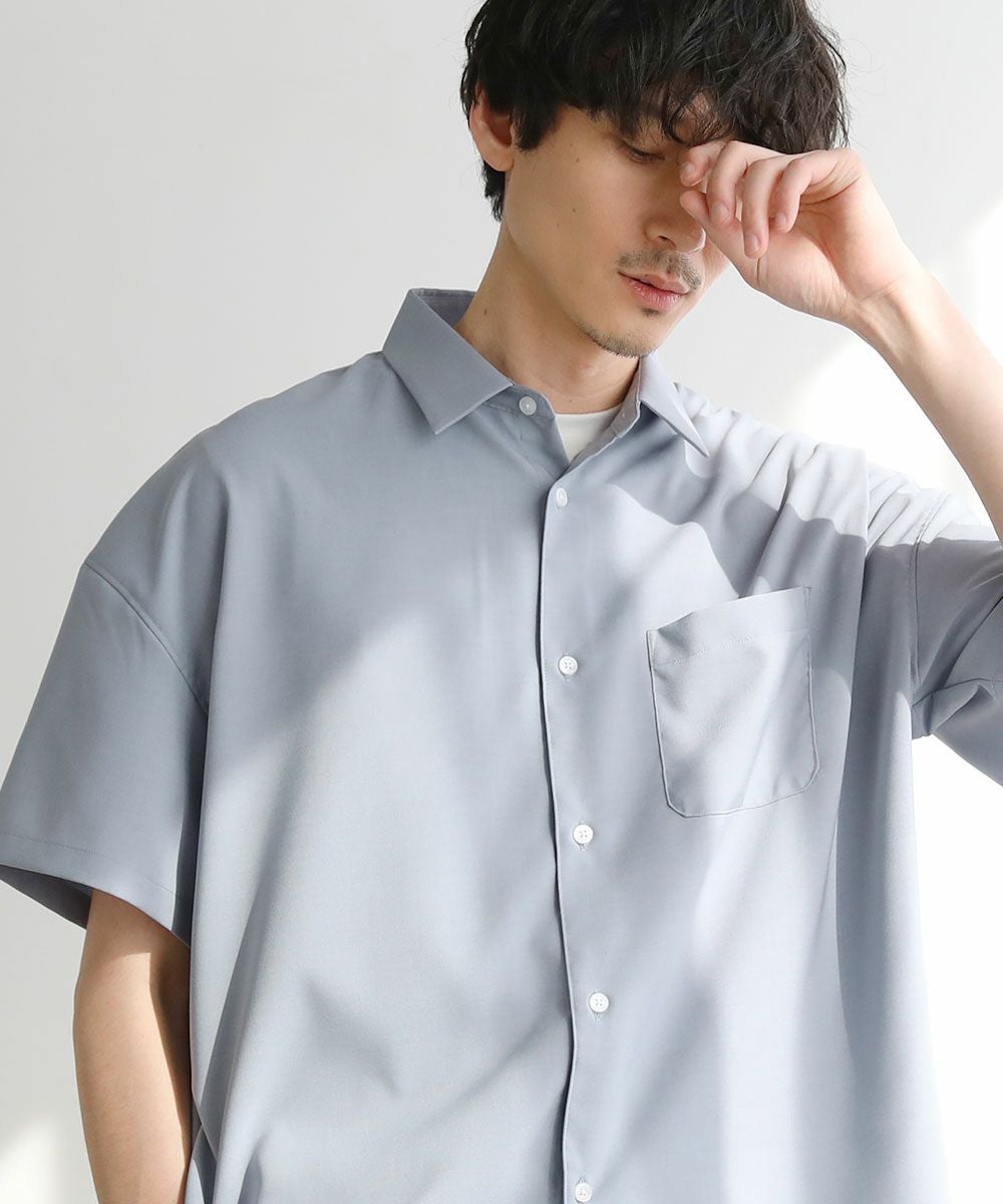 日本製Reflax(R)ウォッシャブルリネンライク接触冷感半袖シャツ