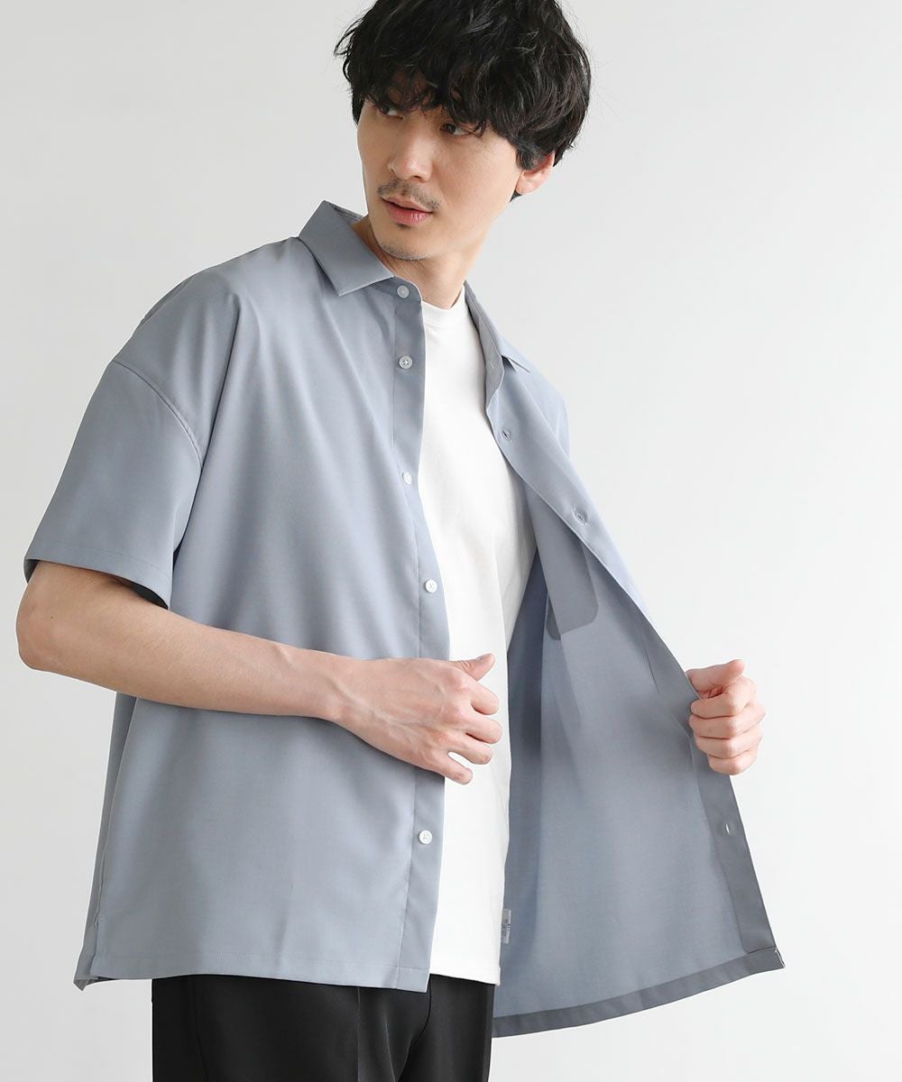 日本製Reflax(R)ウォッシャブルリネンライク接触冷感半袖シャツ