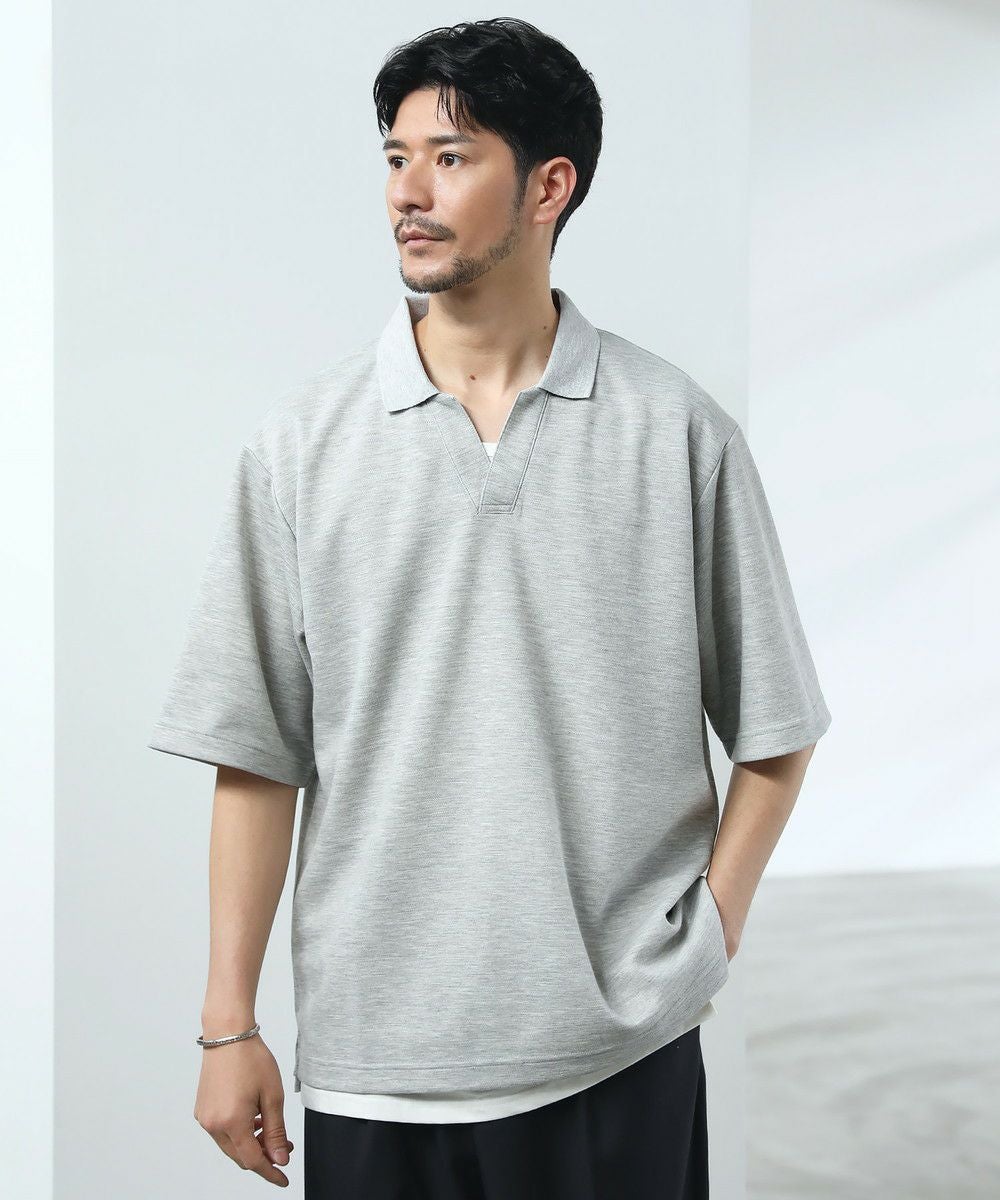 抗菌防臭＆接触冷感ルーズシルエットダブルフェイス鹿の子半袖スキッパ