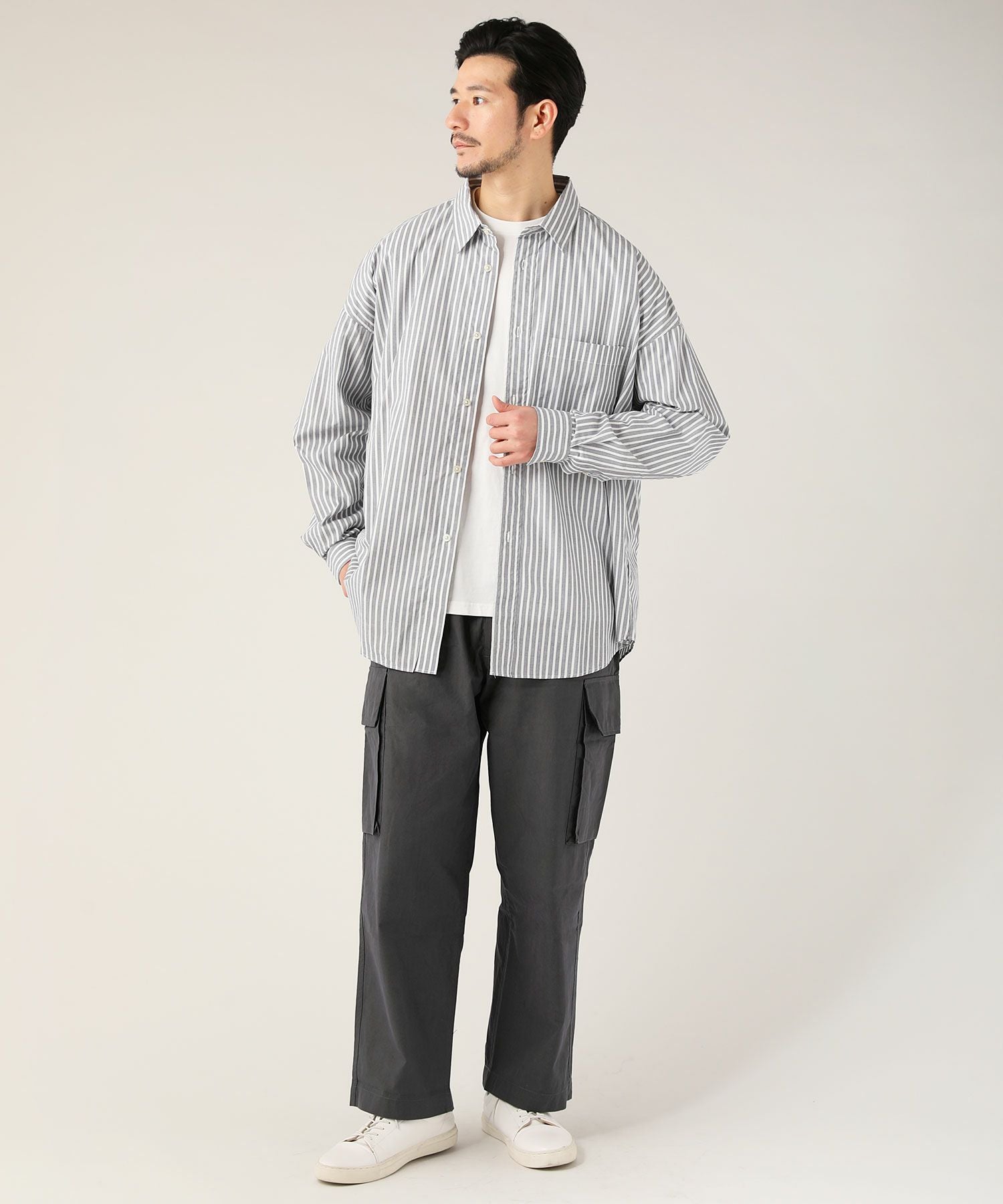 エンフォルド ストライプシャツ 秋服 ビッグシルエット 長袖 カットソー 日本製 ビッグシルエット ストライプ シャツ 通販 - ディノス