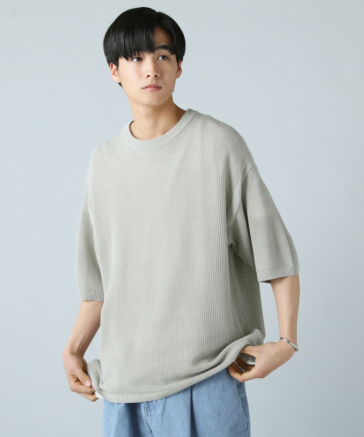 ハイツイストメッシュ半袖ニットTシャツ | 【公式】SPU スプ公式通販
