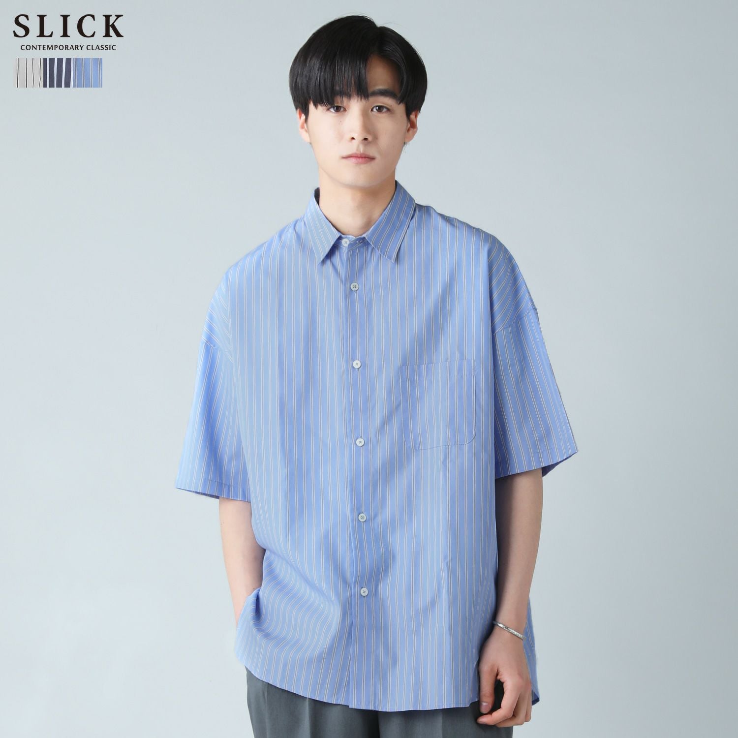 ハイカウントストライプドロップショルダー半袖シャツ | 【公式】SPU